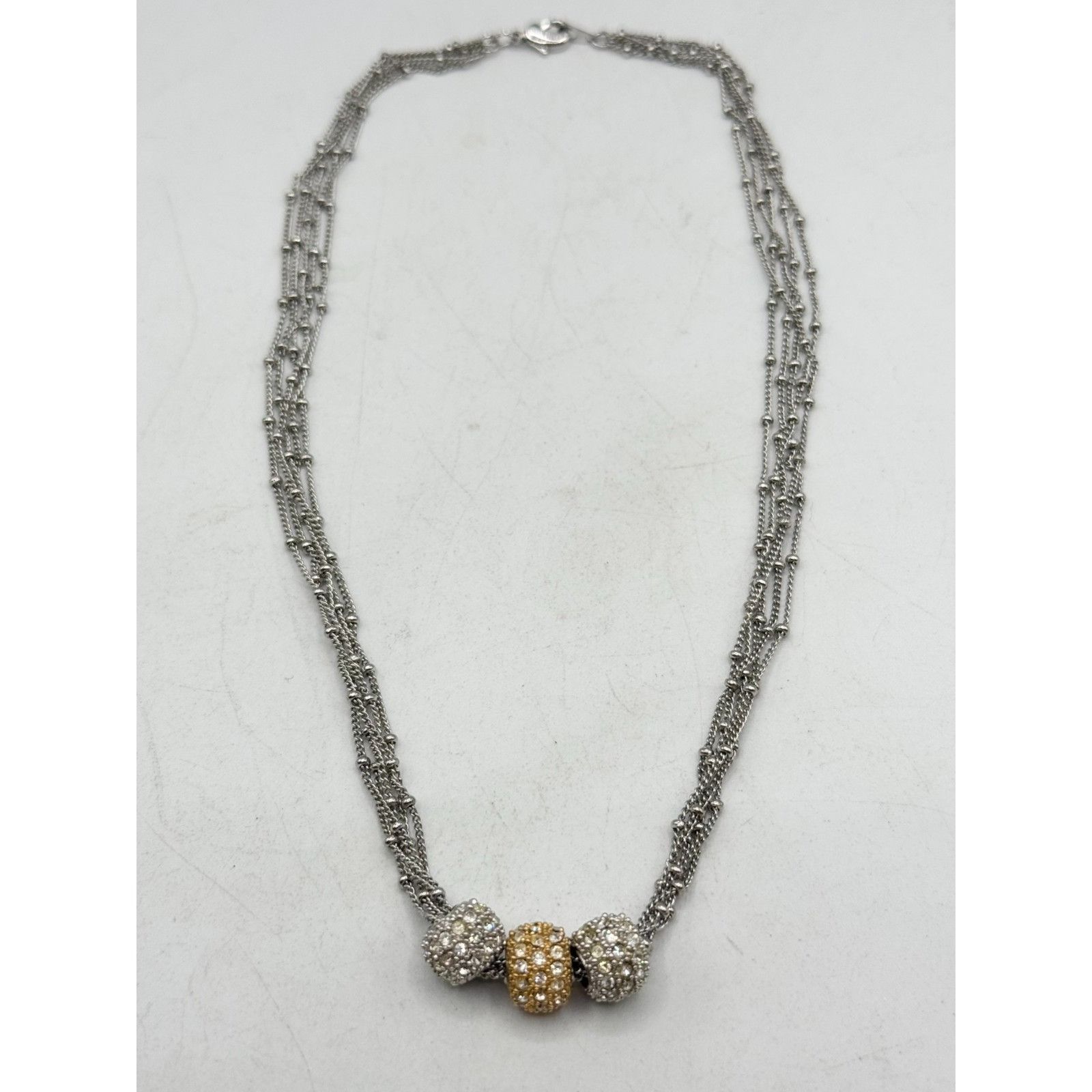 Vintage Vintage silver multi chain rhinestone necklace Size ONE SIZE - 2 Thumbnail