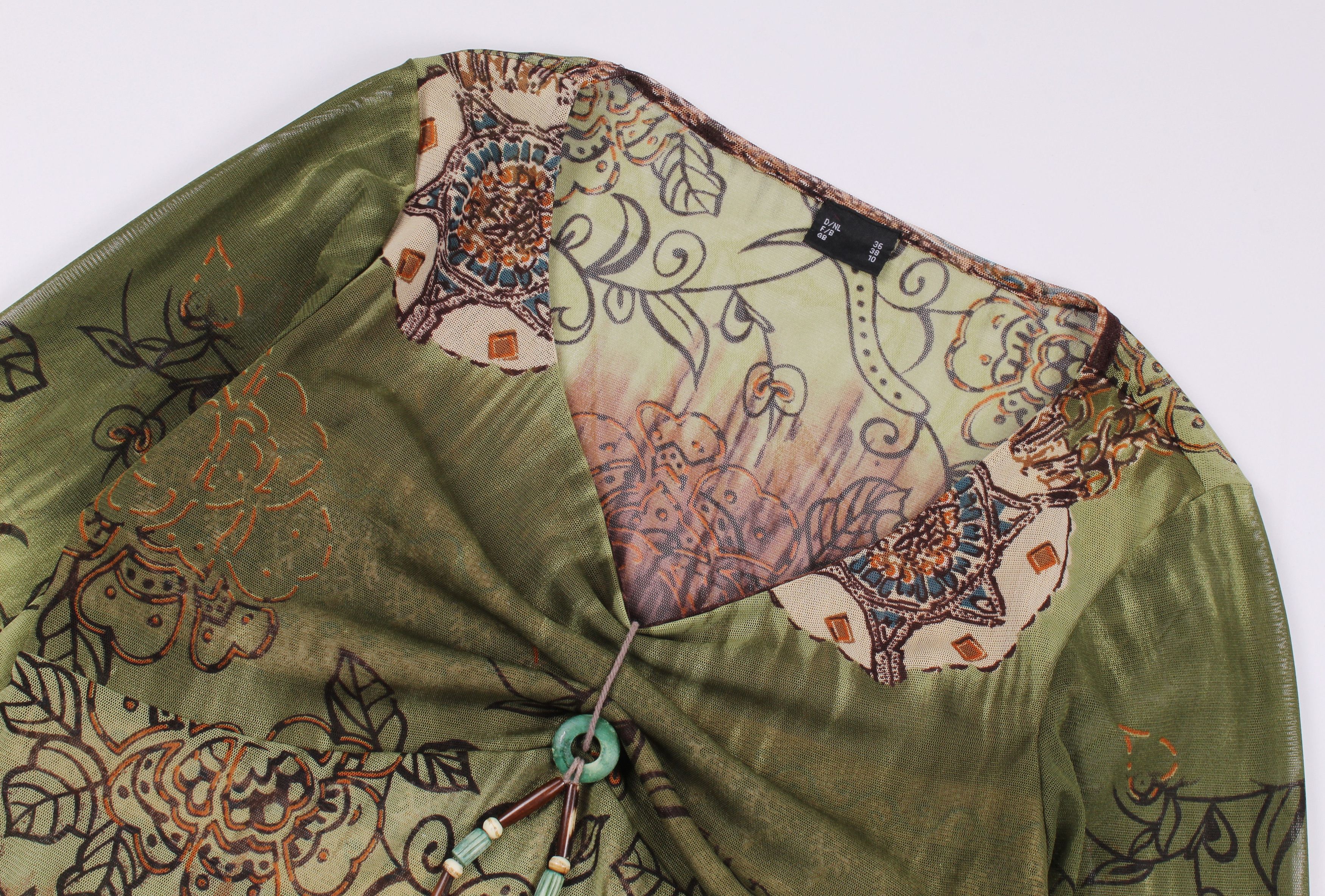 Vintage Vintage Y2K Boho Style Mesh Printed Blouse Top Size M / US 6-8 / IT 42-44 - 5 Thumbnail
