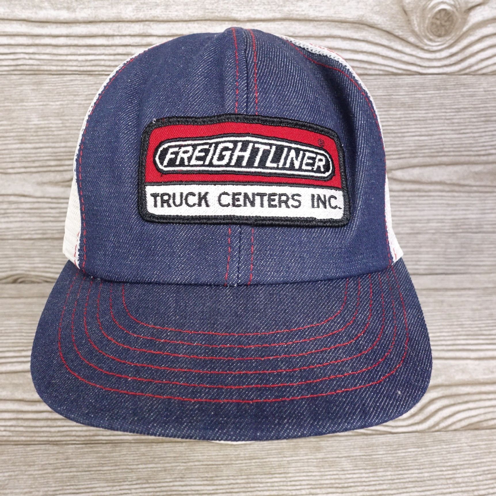 Denime VINTAGE FREIGHTLINER TRUCK CENTERS DENIM BLUE JEAN USA MADE TRUCKER HAT CAP Size US 35 - 2 Thumbnail