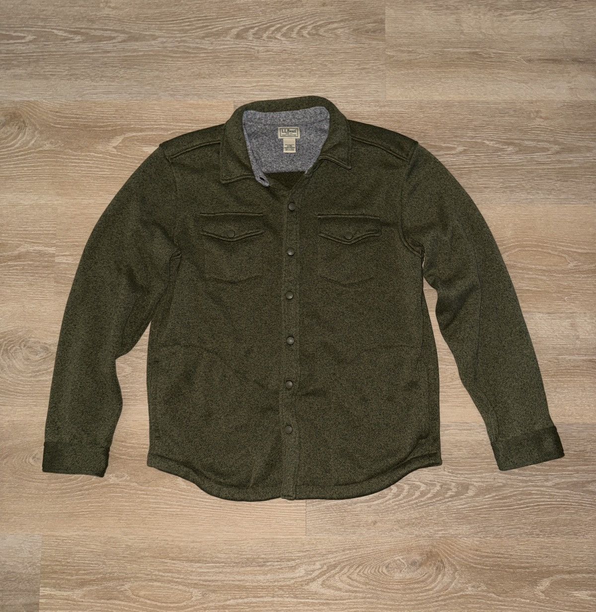 L.L. Bean L.L. Bean Green Fleece Lined Button Up Size US L / EU 52-54 / 3 - 1 Thumbnail
