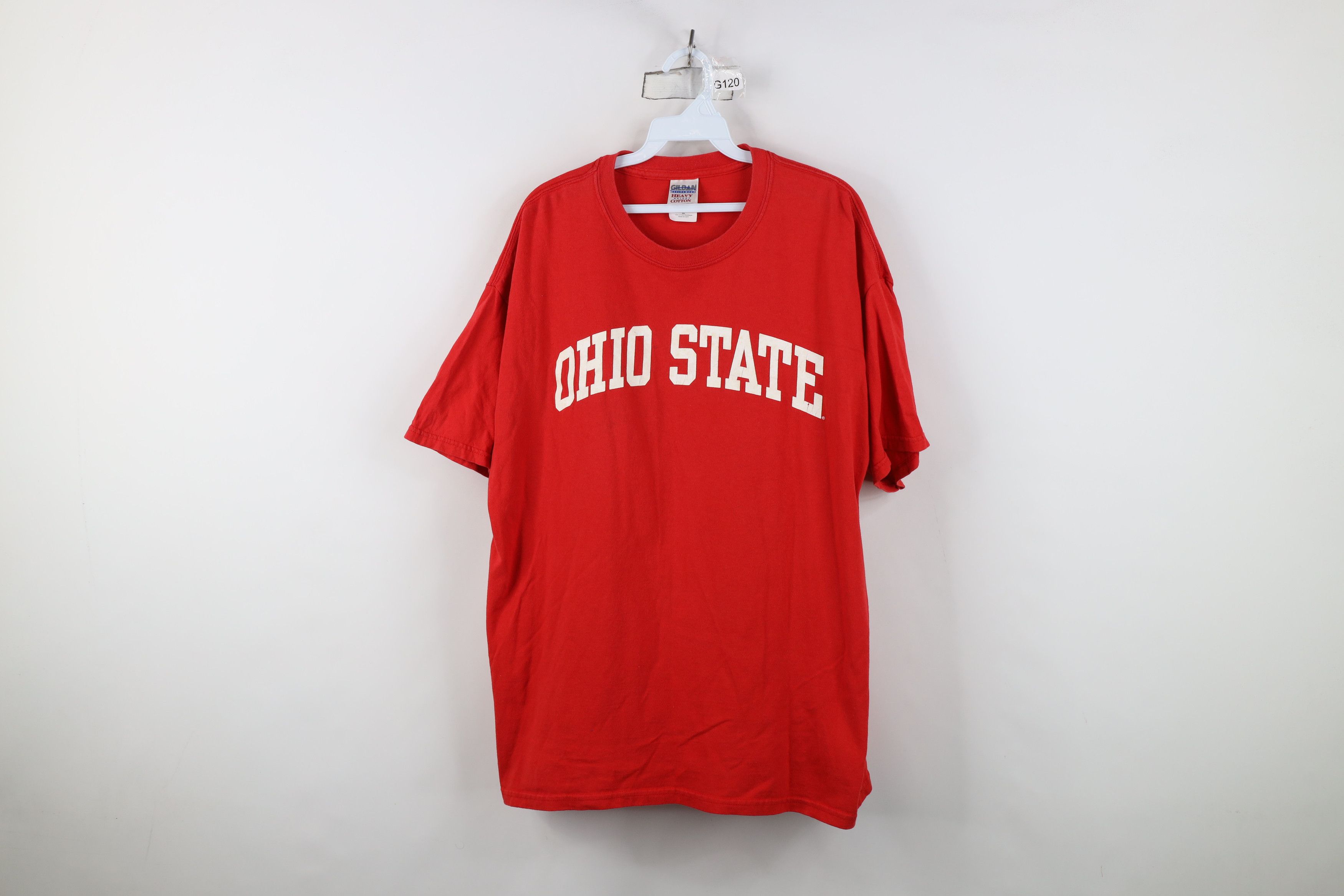 Vintage Vintage Spell Out Ohio State University T-Shirt Red Cotton Size US XL / EU 56 / 4 - 1 Thumbnail