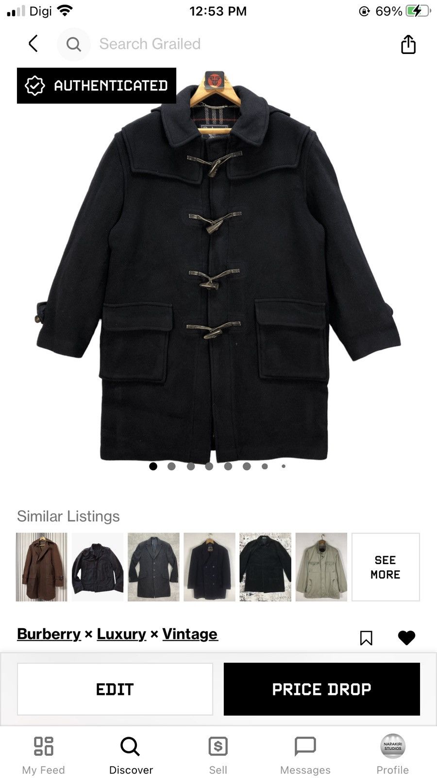 BURBERRYS' MADE IN ENGLAND DUFFLE COAT #6851-91