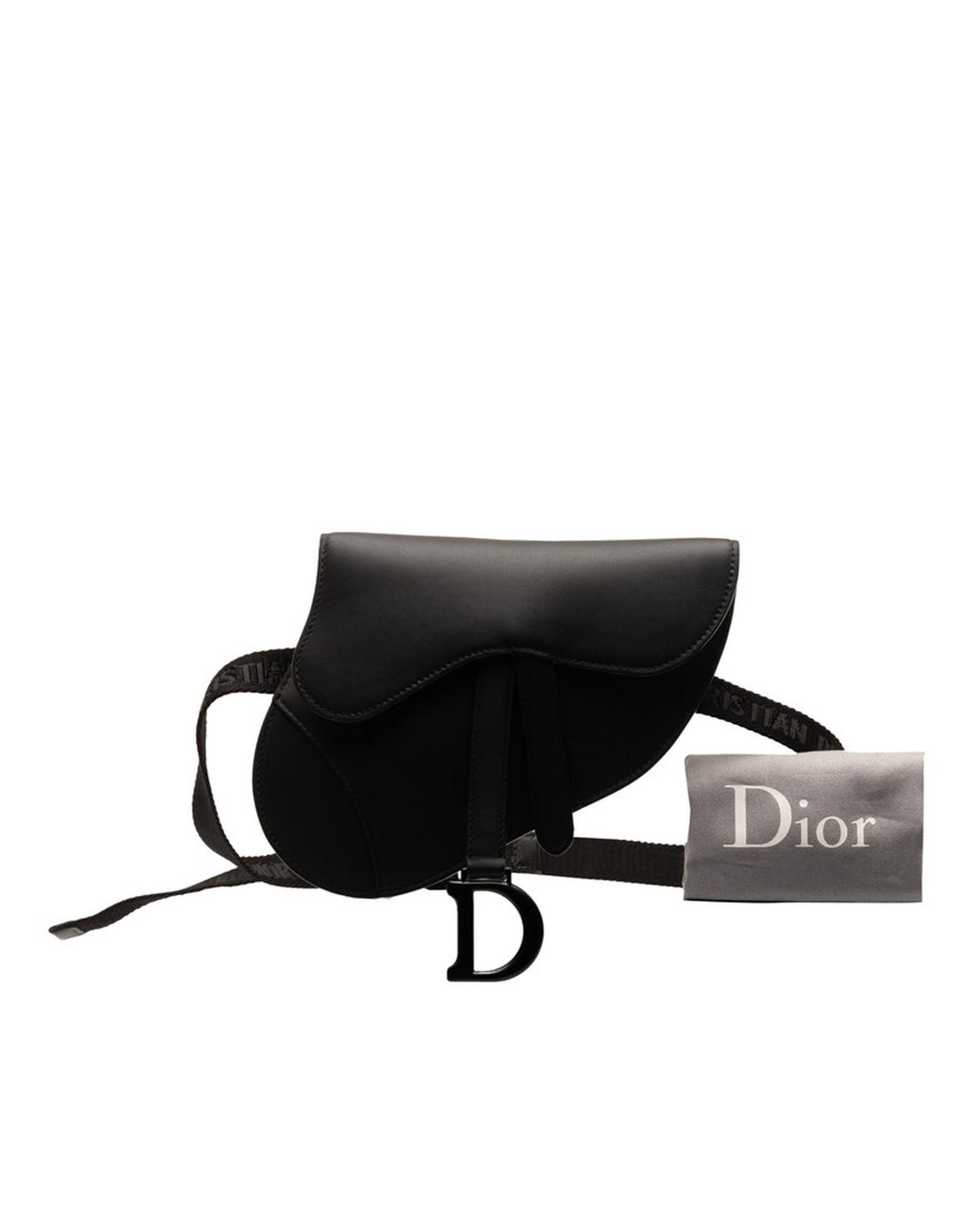 image of Dior Leather Saddle Belt Bag - Black, Women's