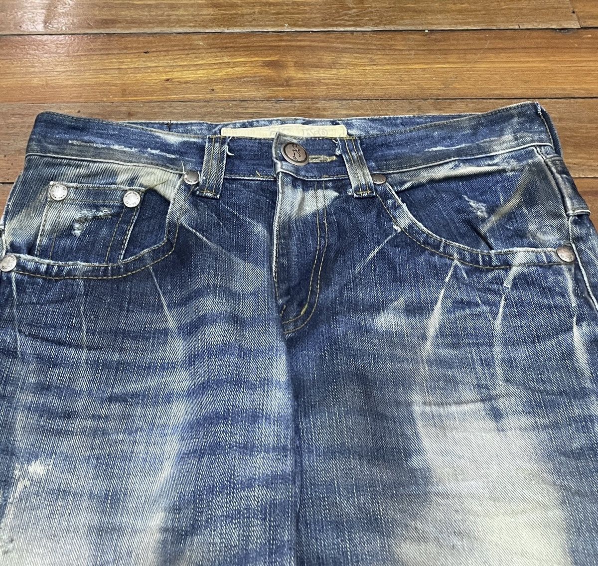 14th Addiction × Le Grande Bleu (L.G.B.) Rare Design Vintage Brand Korea Blue Jeans 2000s Size US 31 - 3 Thumbnail
