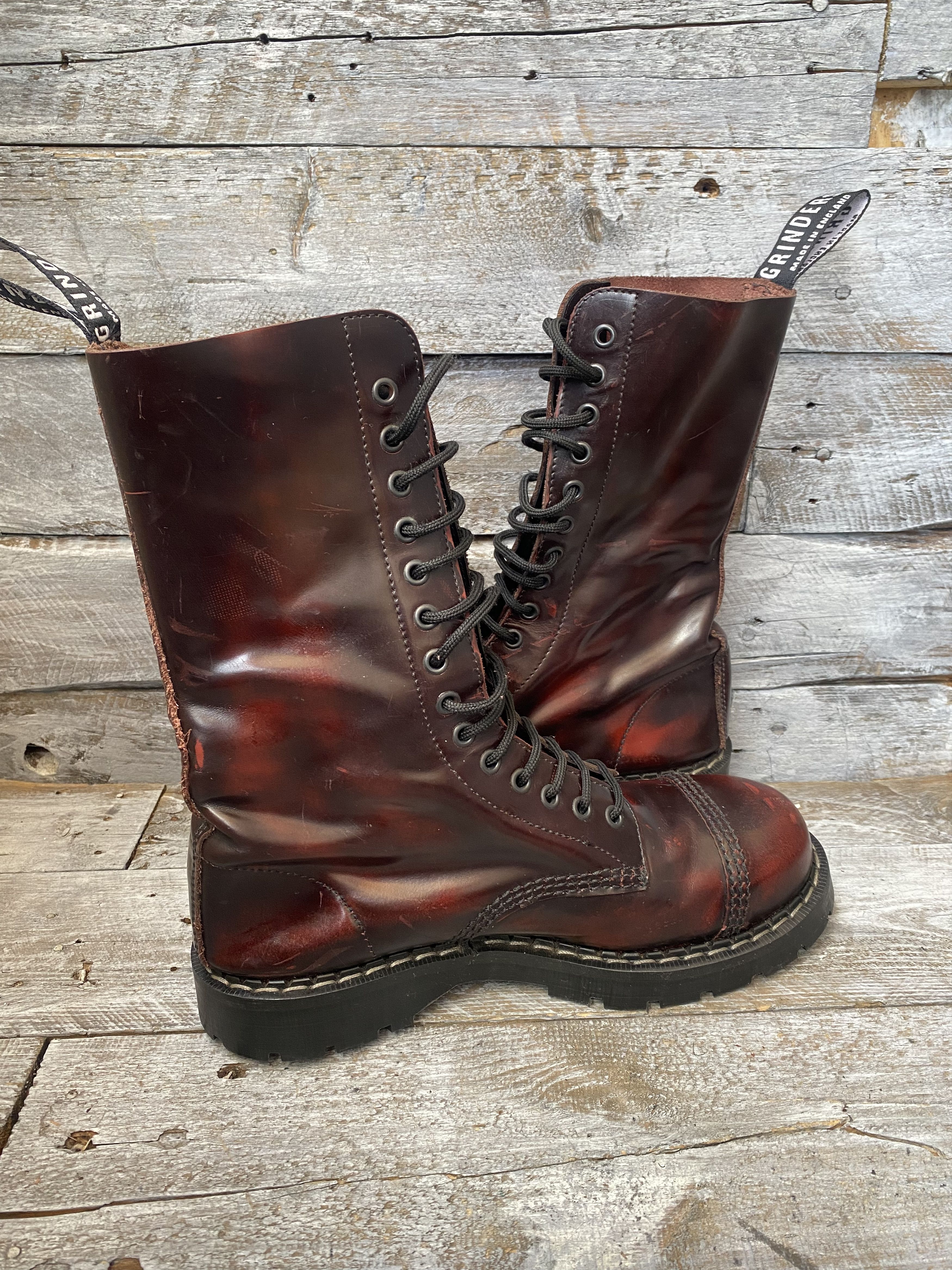 Vintage Grinder x Dr martens burgundy combat boots steel toe uk7 Size US 8 / EU 41 - 13 Thumbnail