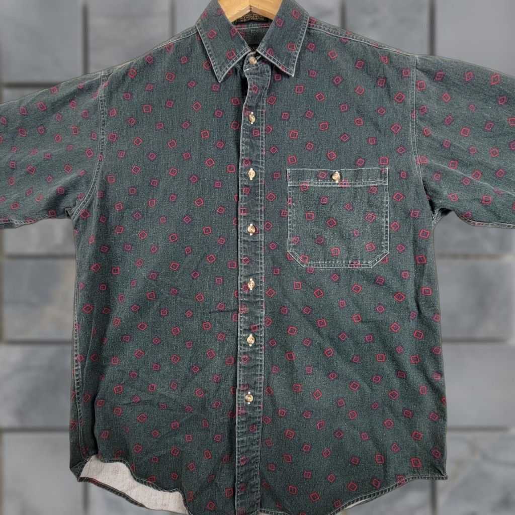 Vintage VINTAGE Robinson's Green Men's Shirt Button-Up Long Sleeve Medium Regular Cotton Geometric Vintage Classic Mens Shirt Size US M / EU 48-50 / 2 - 1 Thumbnail