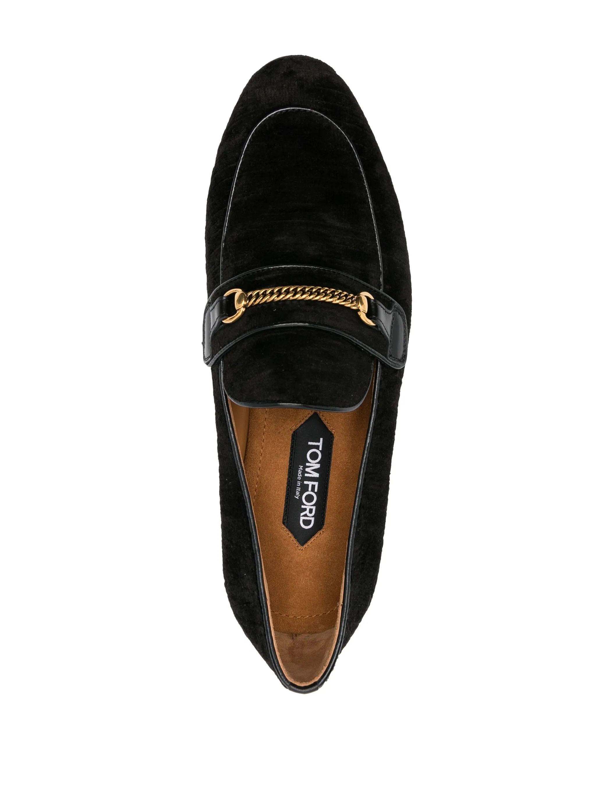 Tom Ford o1w1db10225 J1482 Velvet Liam Chain Loafers in Black Size US 10 / EU 43 - 4 Thumbnail
