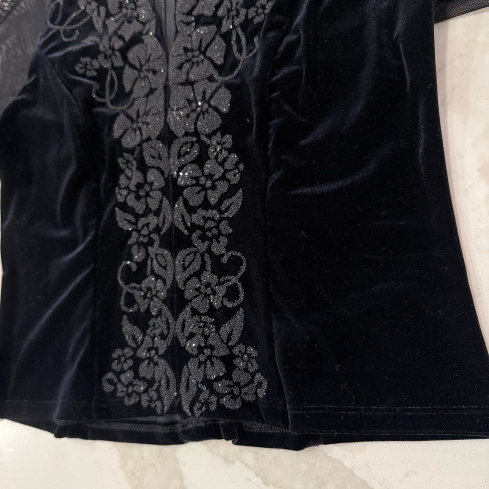 Vintage Vintage J.R. Nites By Caliendo Velvet Sexy Mesh Top Womens 8 Size M / US 6-8 / IT 42-44 - 3 Thumbnail