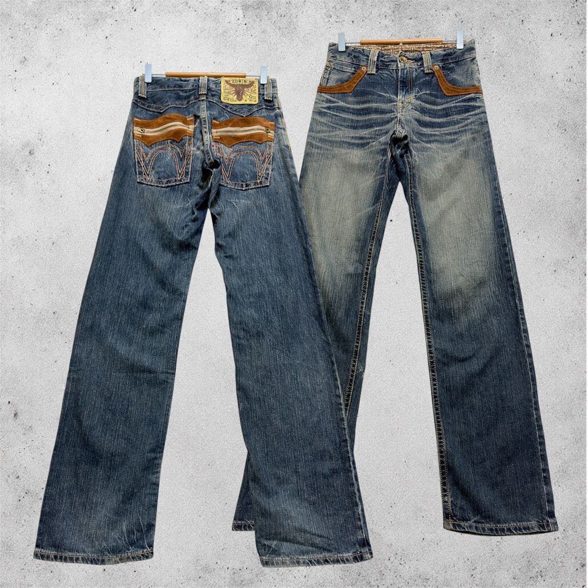 Edwin Vintage Edwin Western Suede Pocket Mud Wash Straight Denim Size US 27 - 1 Thumbnail