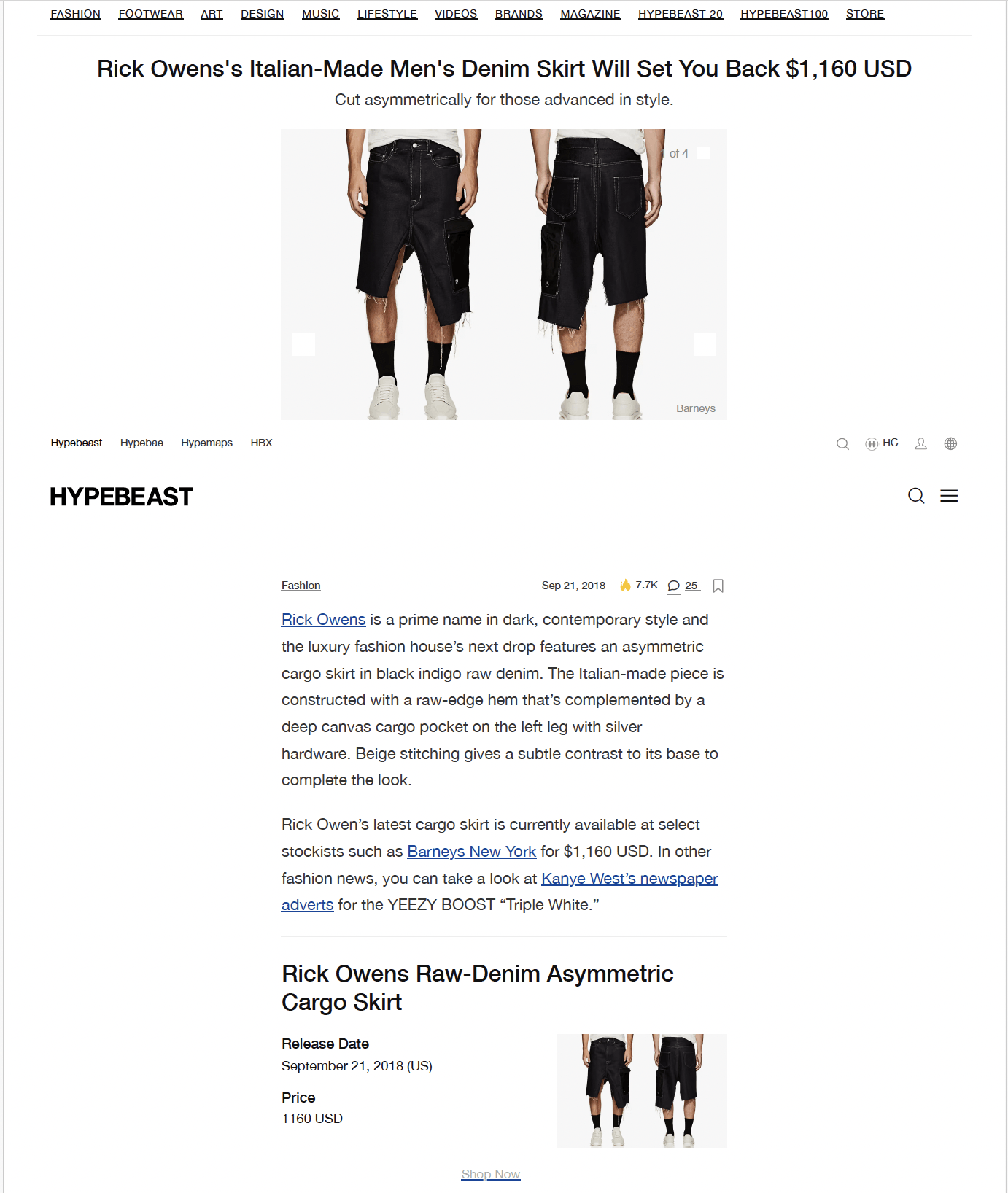 Rick Owens FW18 SISYPHUS runway denim cargo skirt — NWT Size US 29 - 7 Thumbnail