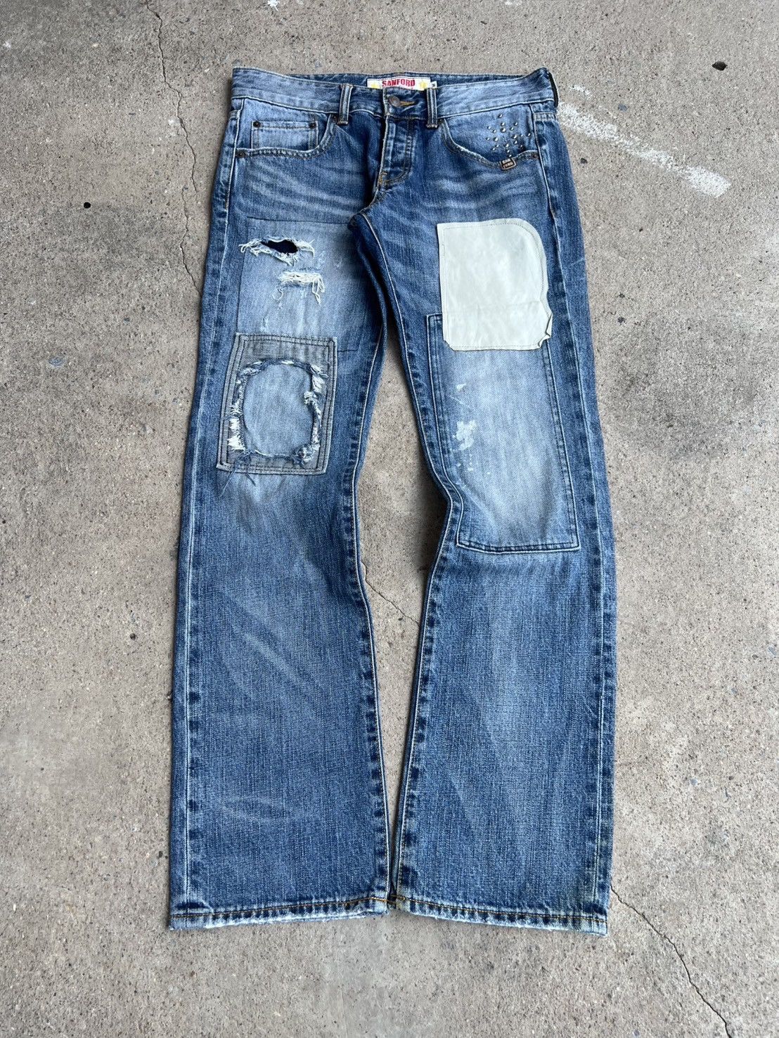 Vintage Vintage Sanford Studded Jeans Distressed Grunge Size US 32 / EU 48 - 1 Thumbnail