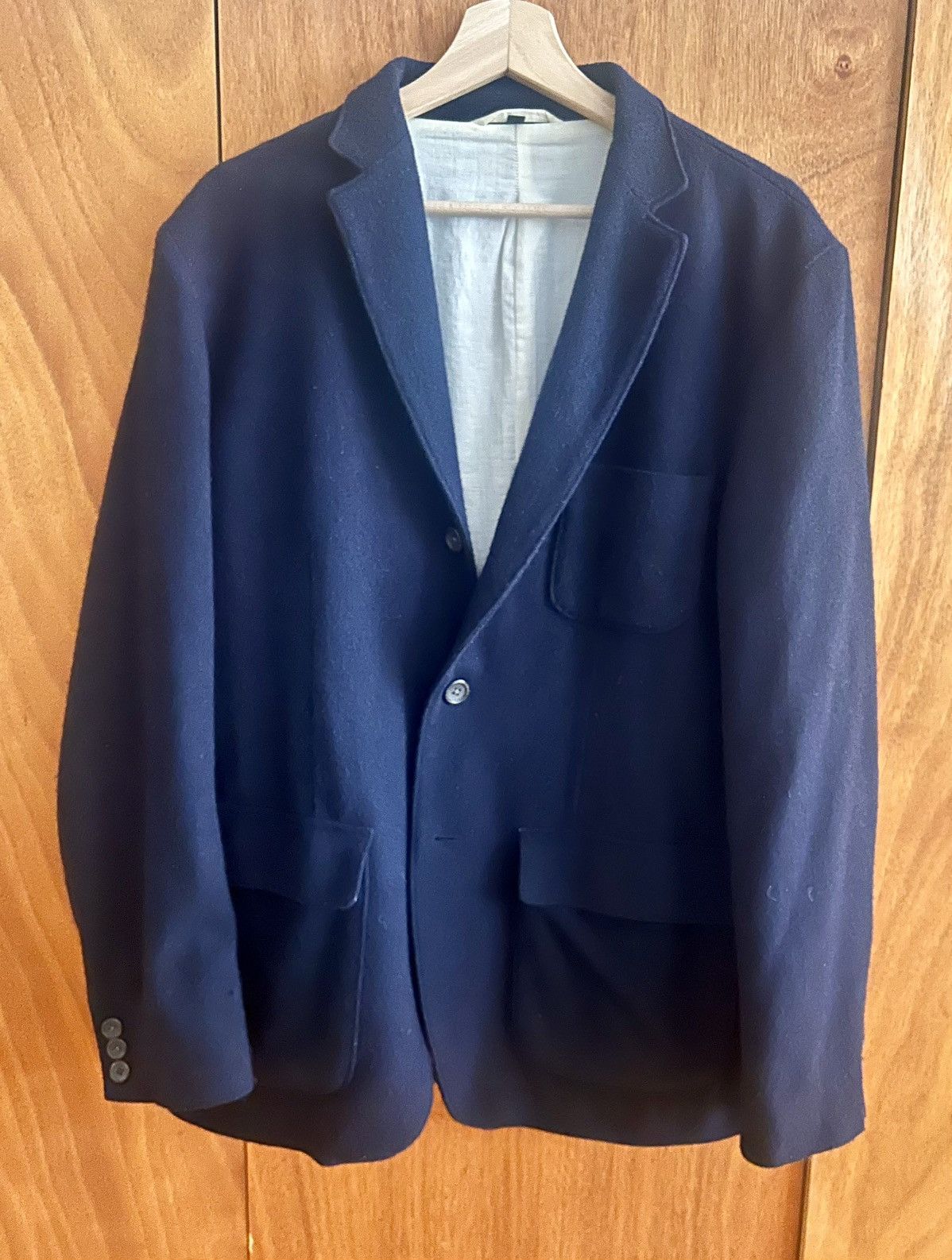 Muji MUJI Tweed Tailored Jacket – Navy Minimal Blazer – Size M Size 40R - 1 Thumbnail
