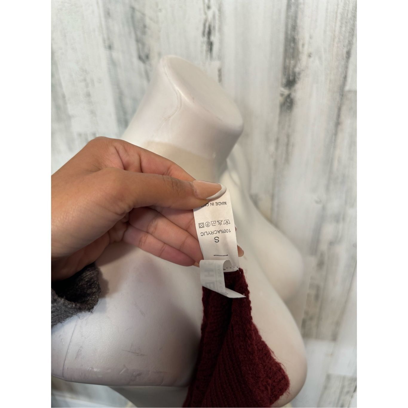 Other Burgundy Twist Front Waffle Knit Long Sleeve Sweater – Size Size S / US 4 / IT 40 - 5 Thumbnail