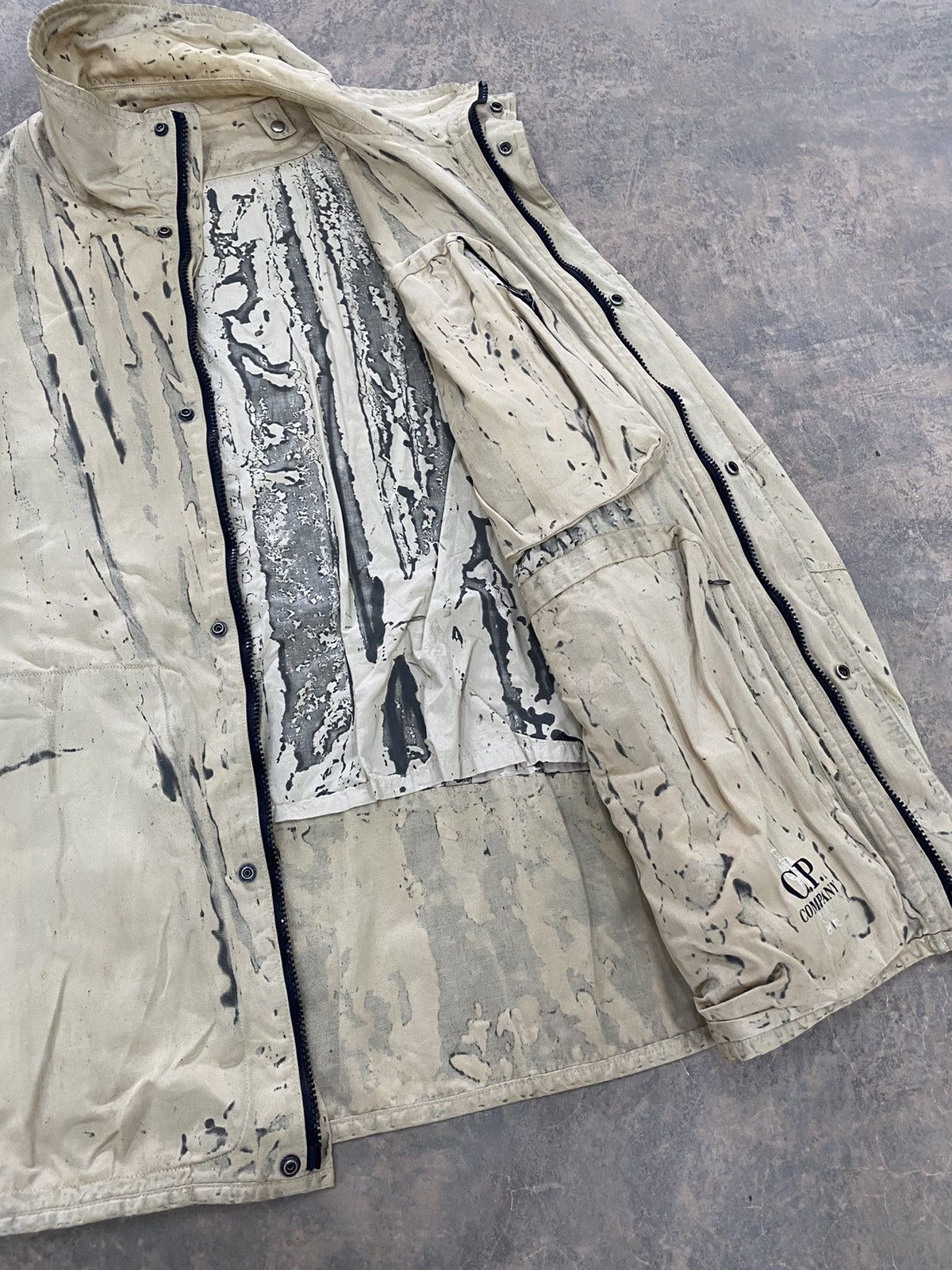 C.P. Company VINTAGE C.P. COMPANY WAXED PAINT SPLATTER ZIPPER JACKET Size US L / EU 52-54 / 3 - 10 Thumbnail