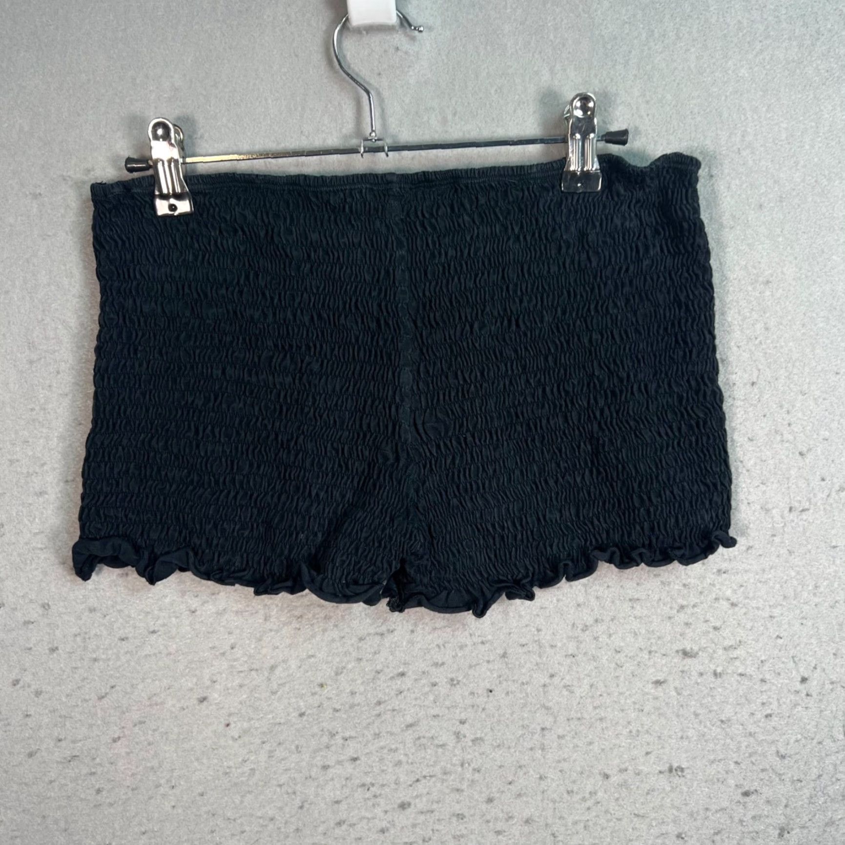 Vintage Motel Black Smocked Shorts Womens Large Cotton Blend Shirt? Wait Size 28" / US 6 / IT 42 - 2 Thumbnail