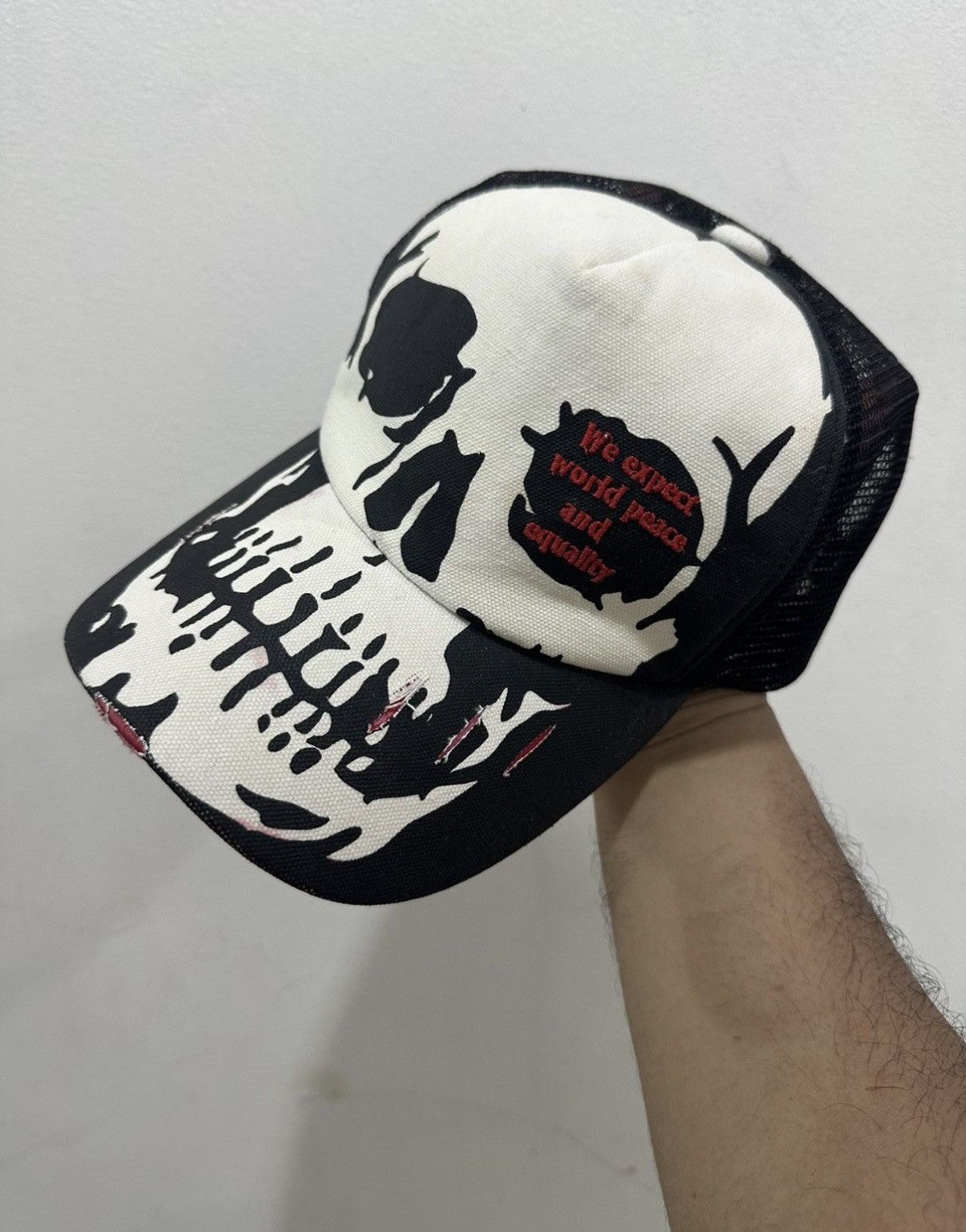 Japanese Brand VTG Skull Overprint Trucker Hat Size ONE SIZE - 1 Thumbnail