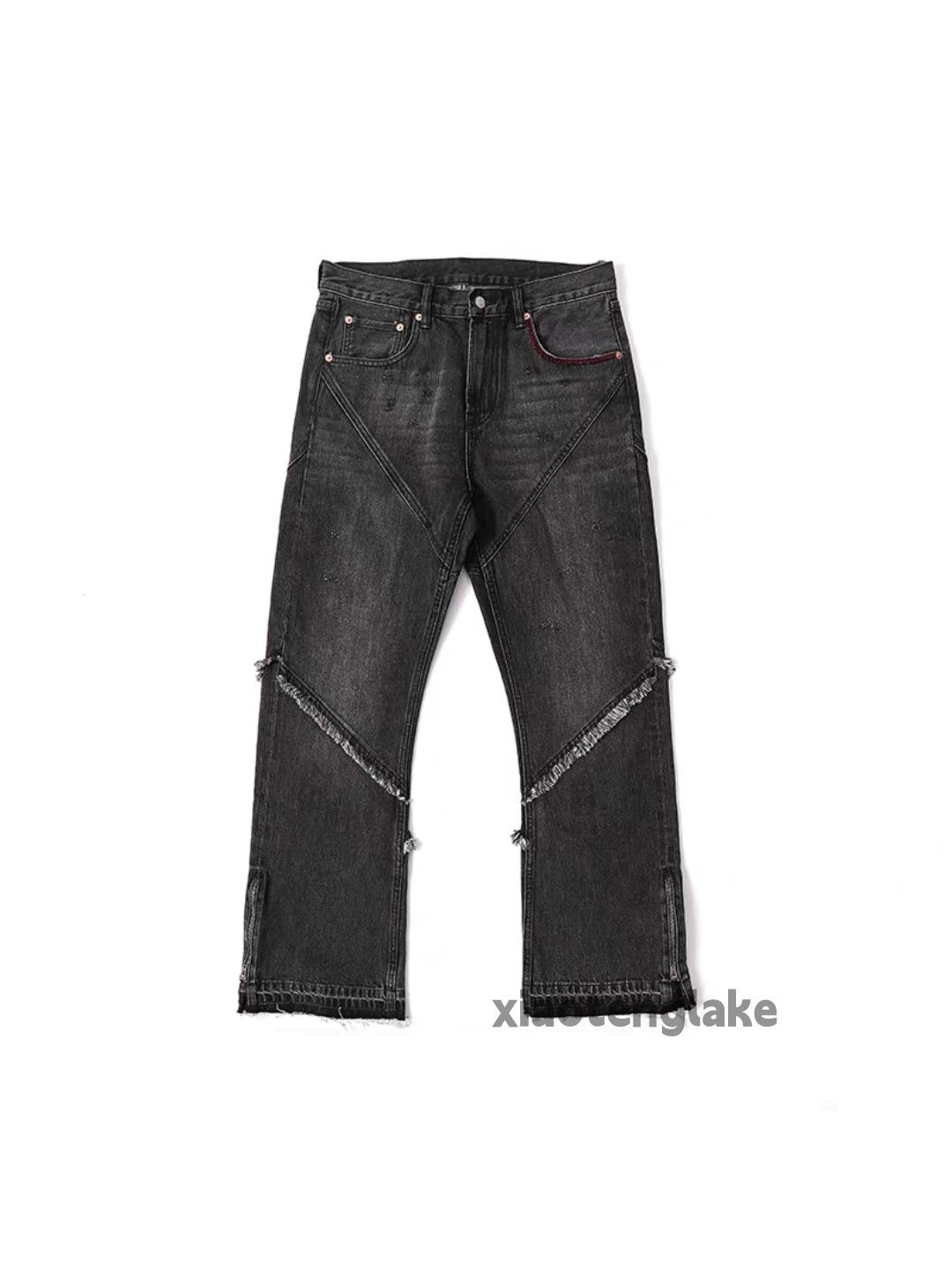 Jean zx vintage washed faded distressed patchwork flared jeans Size US 36 / EU 52 - 5 Thumbnail