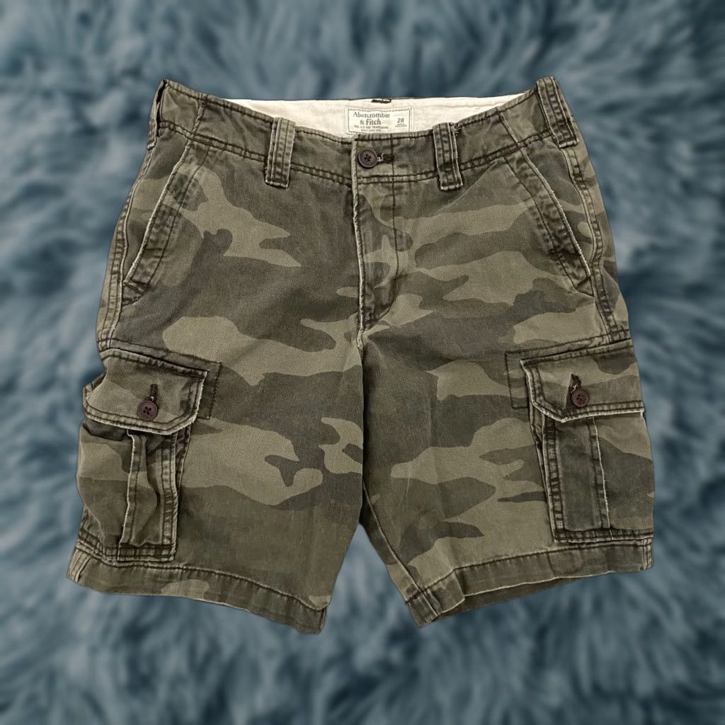Abercrombie Fitch Shorts Adult 28 Green Camouflage Cargo Logo