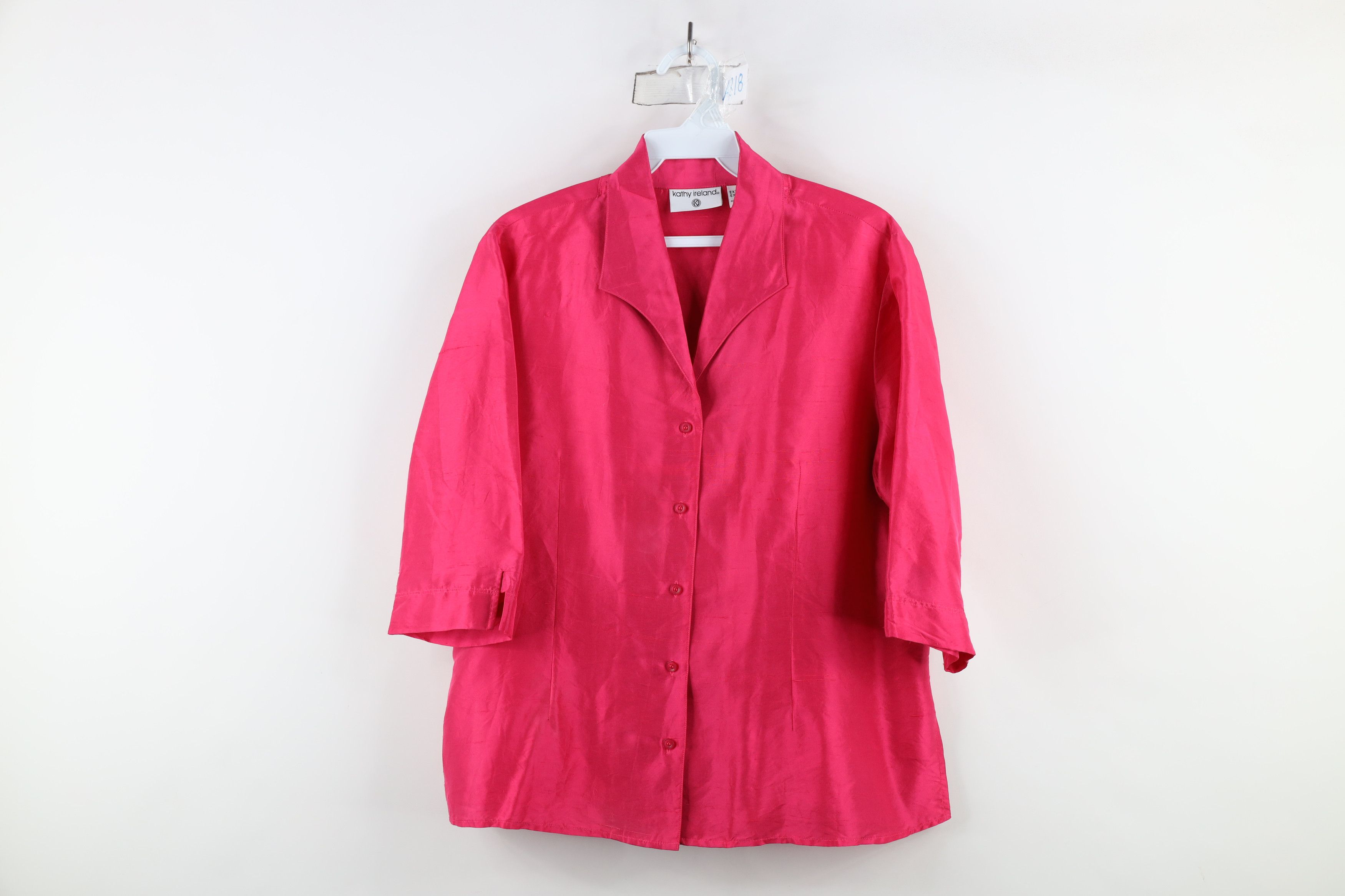 Vintage Vintage 90s Streetwear Silk Camp Collar Button Shirt Pink Size XL / US 12-14 / IT 48-50 - 1 Thumbnail