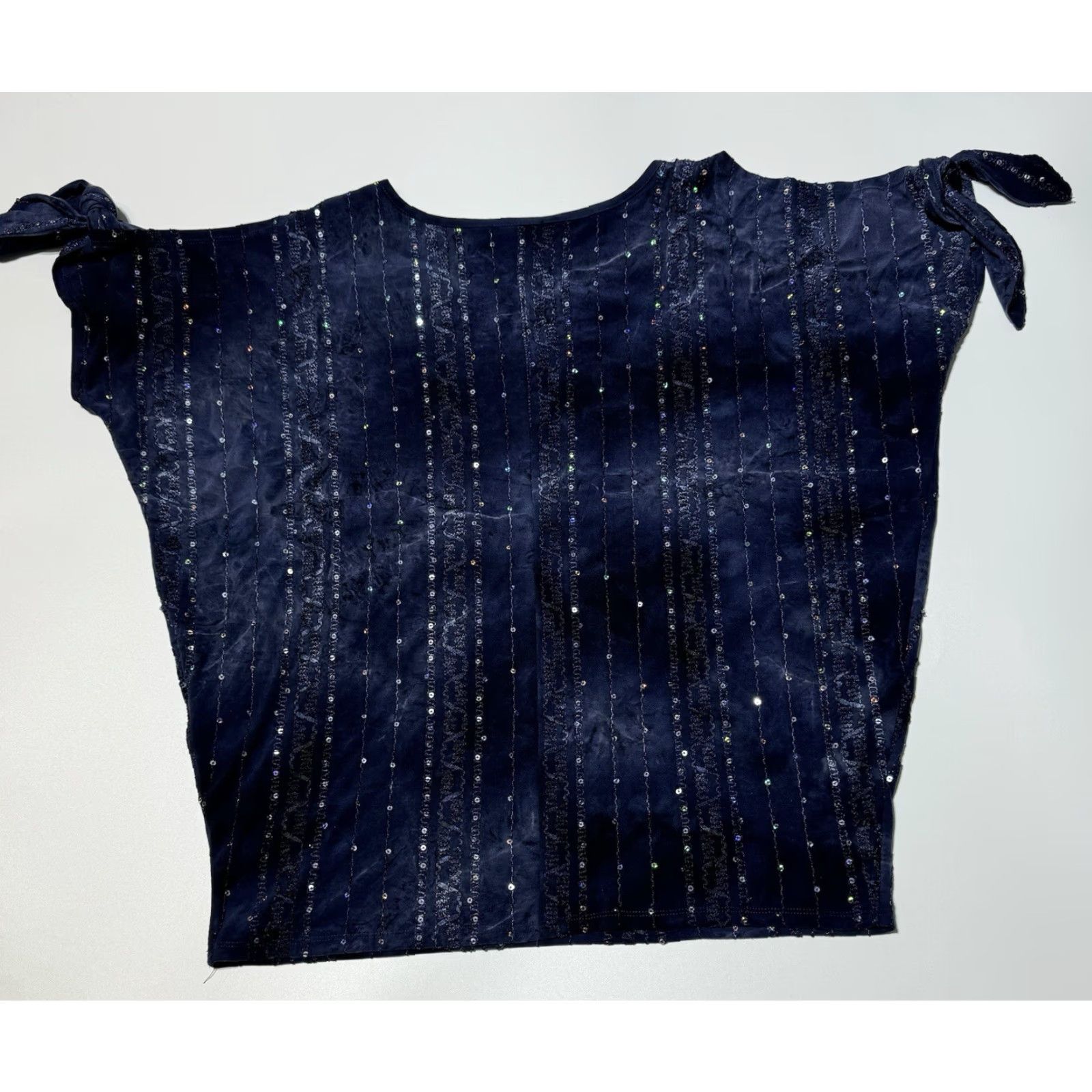 Vintage Sami & Jo Top Blouse Sz S Blue Sequin Fairy Grunge Whimsigoth 90s Bohemian Gothic Casual Party Workwear Short Sleeve Cold Shoulder Women's Size S / US 4 / IT 40 - 2 Thumbnail