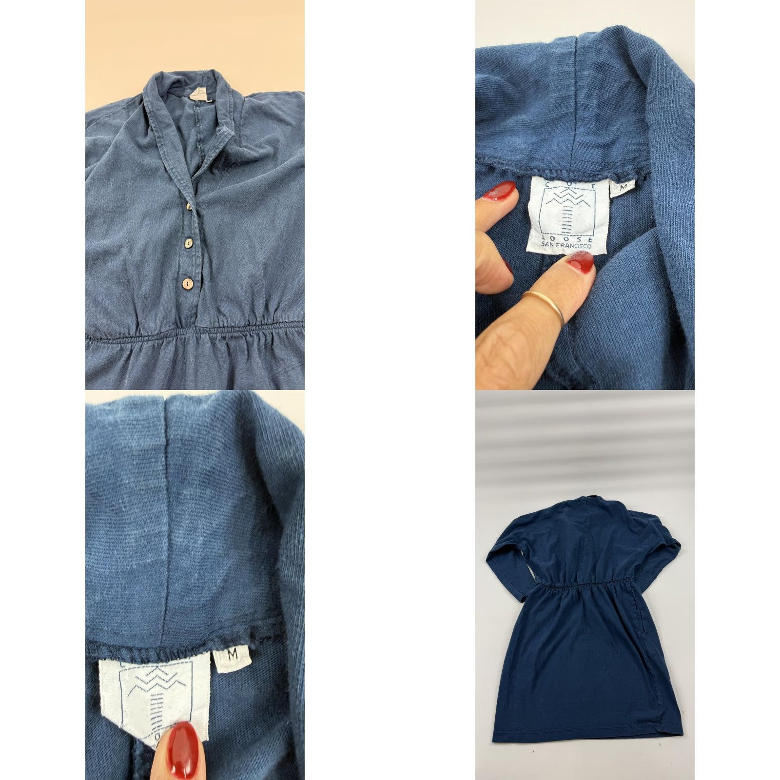 Vintage Cut Loose Dress Womens Medium Blue Long Sleeve Pockets San Francisco Size M / US 6-8 / IT 42-44 - 8 Thumbnail