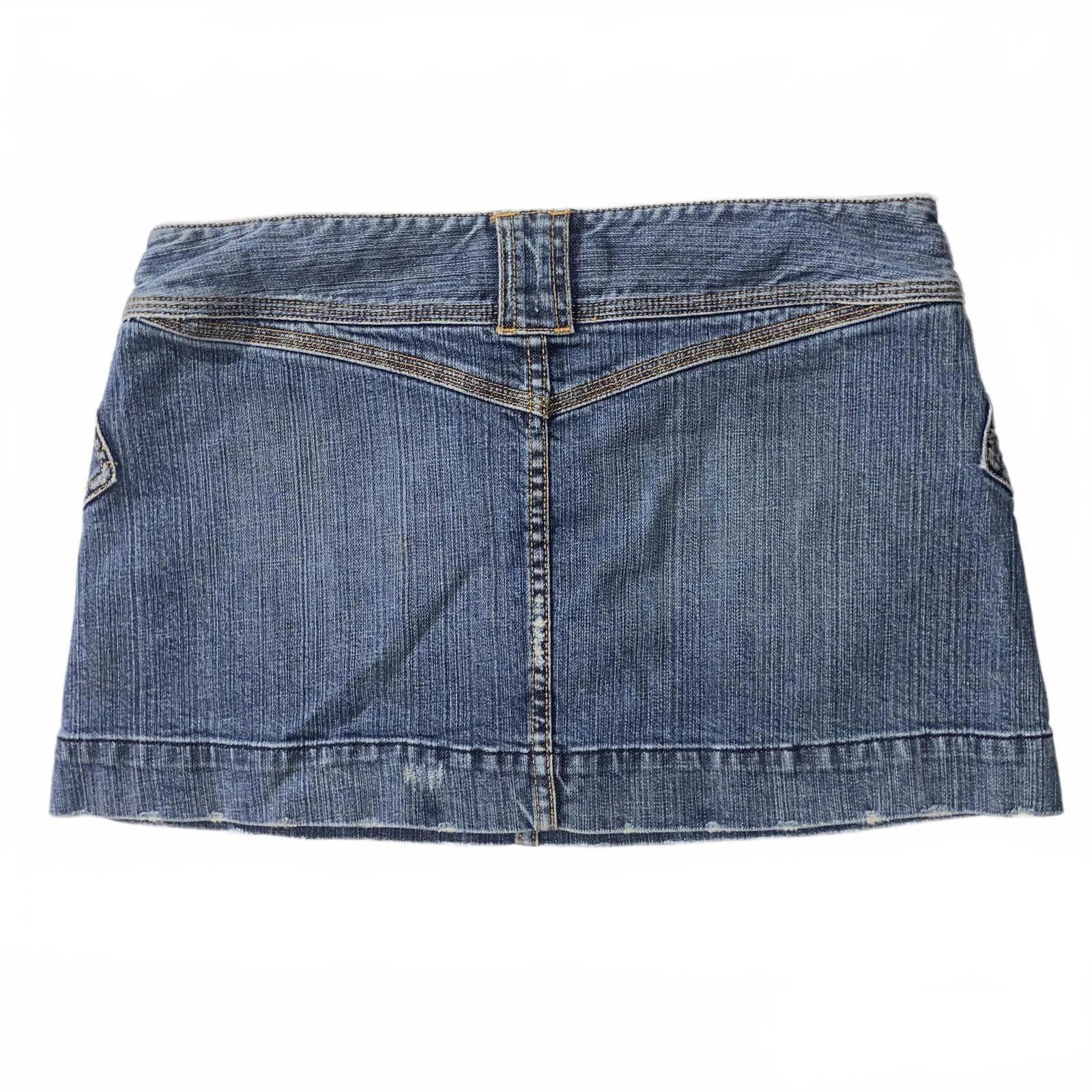 Designer Vintage Y2K London Jeans Blue Denim Mini Skirt Low Rise 6 Size 28" / US 6 / IT 42 - 2 Thumbnail