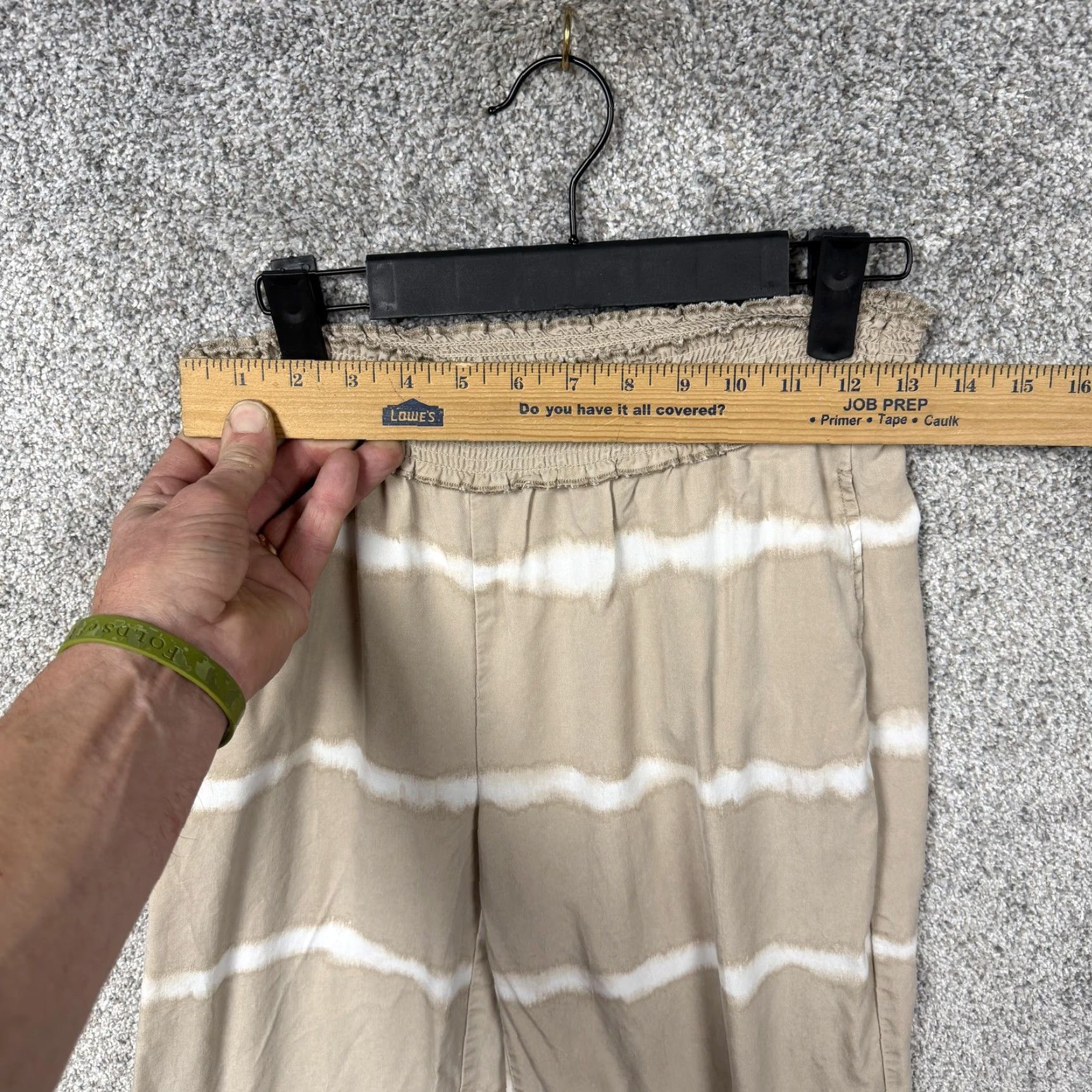 Vintage Beach Lunch Lounge Pants Womens XS 26x27 Beige White Tie Dye Boho Coastal Beach Casual Resort Travel Wide Leg Ankledxs Size 26" / US 2 / IT 38 - 2 Thumbnail