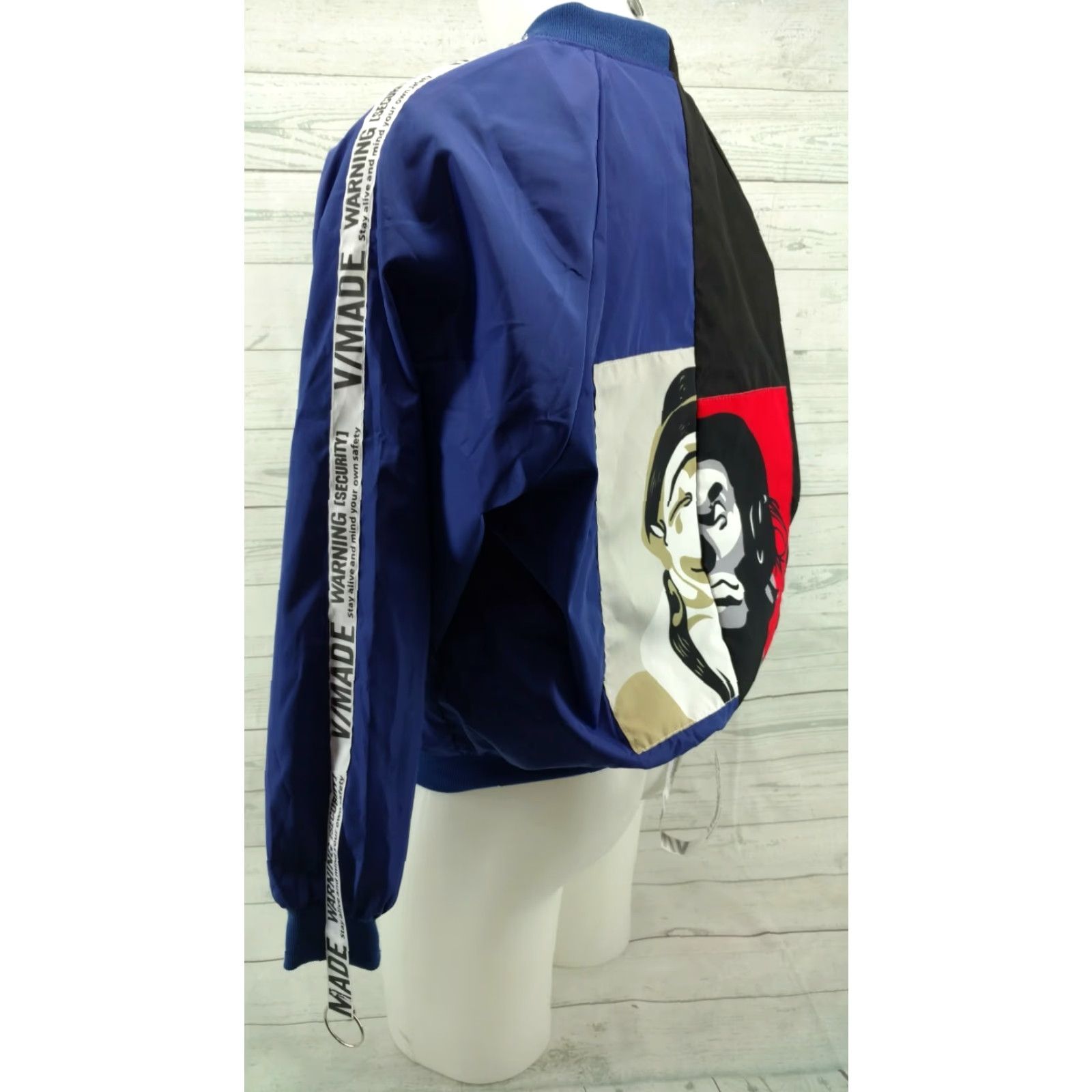 Vintage Vmade Bomber Style Windbreaker Jacket Men Black Blue M Size Front Zip Nylon Size US M / EU 48-50 / 2 - 7 Thumbnail