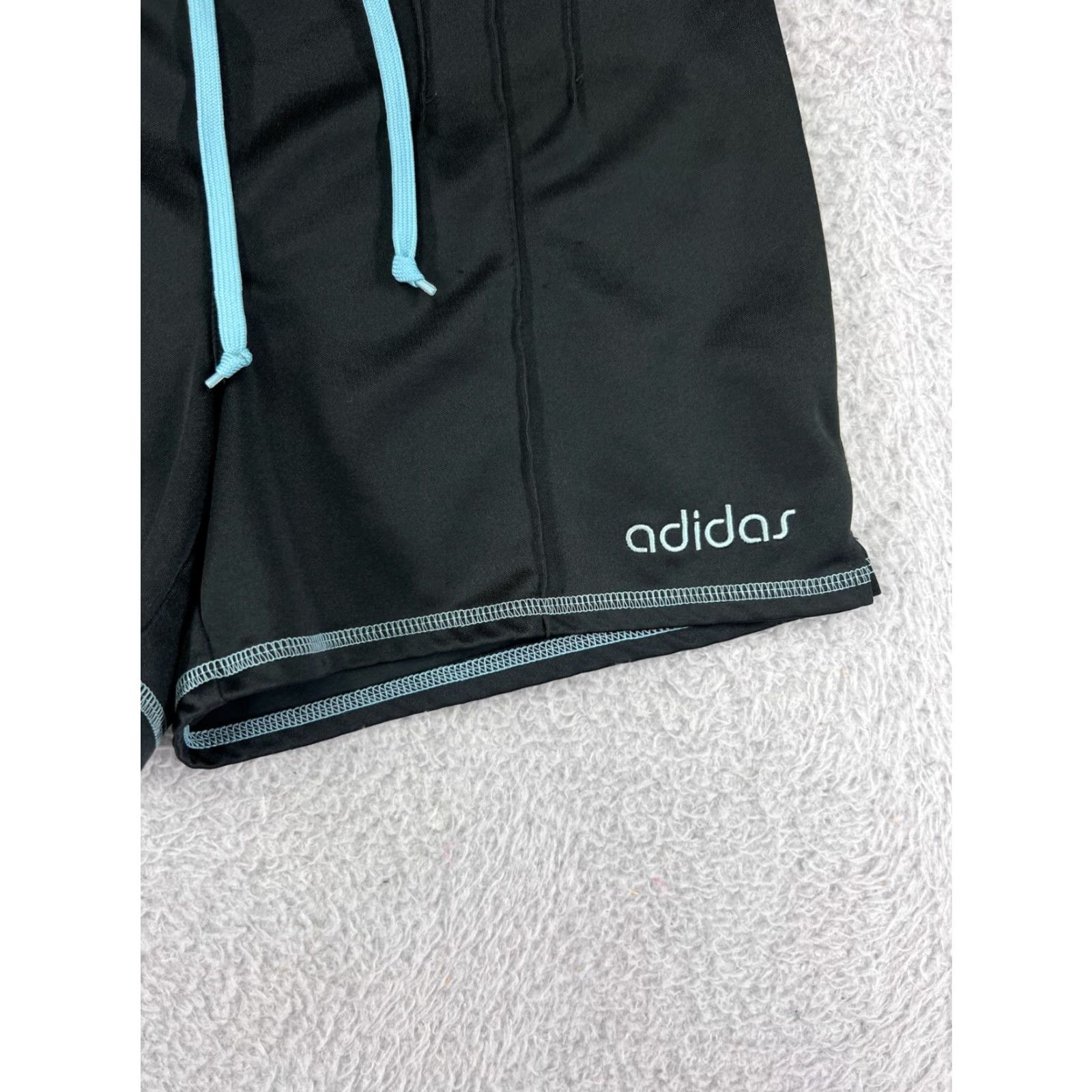 Adidas Adidas Shorts Womens Small Black Blue 100% Polyester Drawstring Gym Running Size 30" / US 8 / IT 44 - 5 Thumbnail