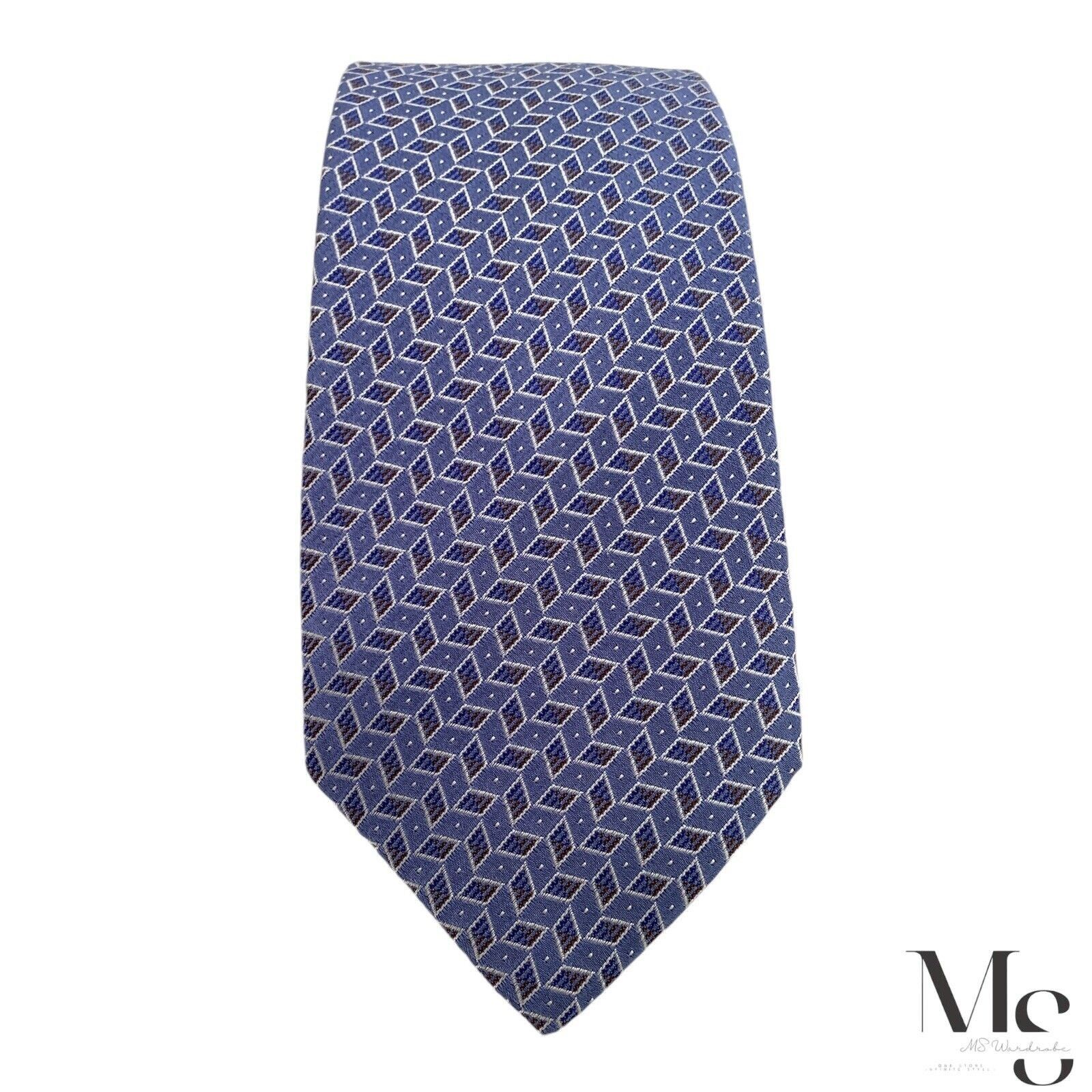 Valentino VALENTINO Current Blue Geometric Luxury Silk Tie Italy Size ONE SIZE - 4 Thumbnail