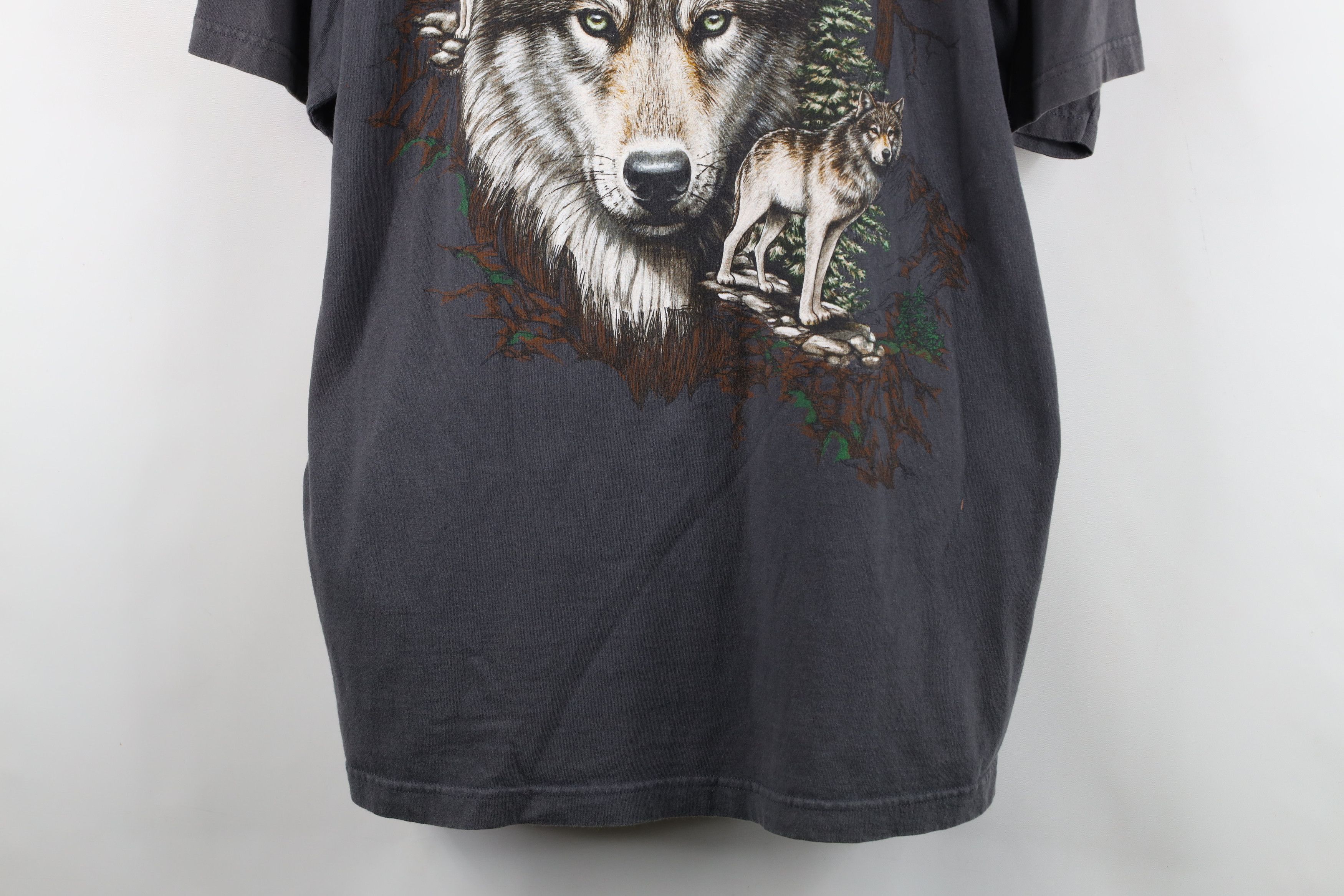 Vintage Vintage 90s Streetwear Nature Wolf Mountains T-Shirt Gray Size US XL / EU 56 / 4 - 3 Thumbnail