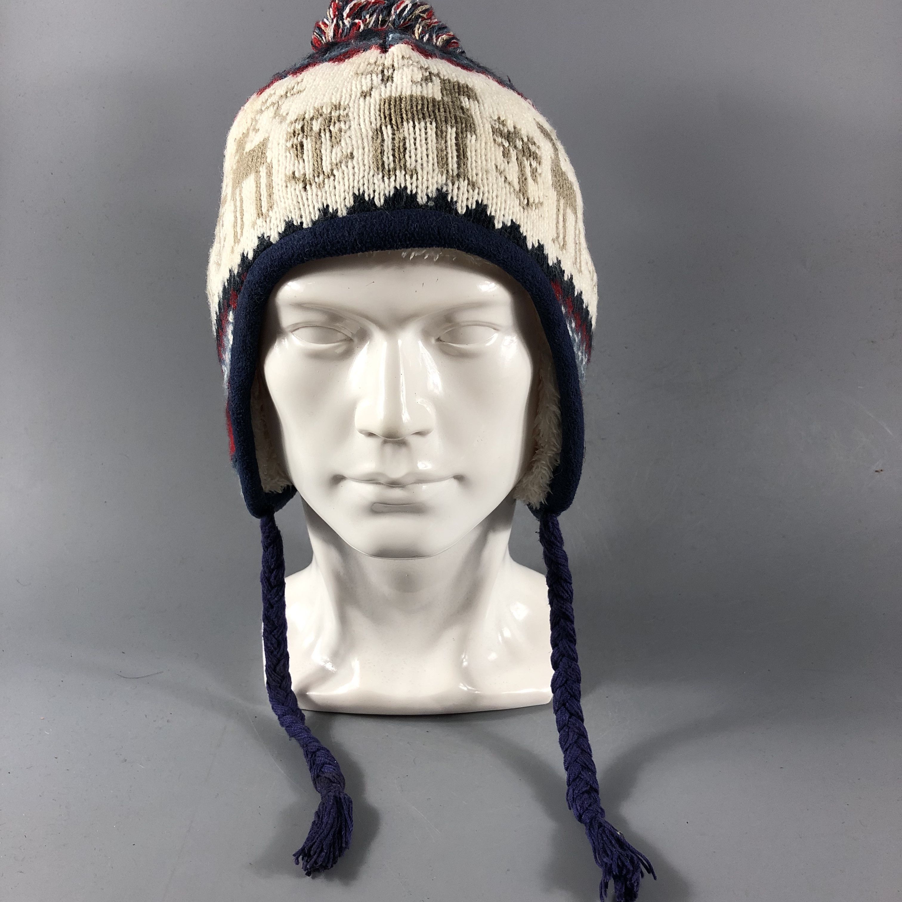 Japanese Brand Vintage Earflap Hat Fair Isle Beanie Snowcap Snow Hat B530 Size ONE SIZE - 1 Thumbnail