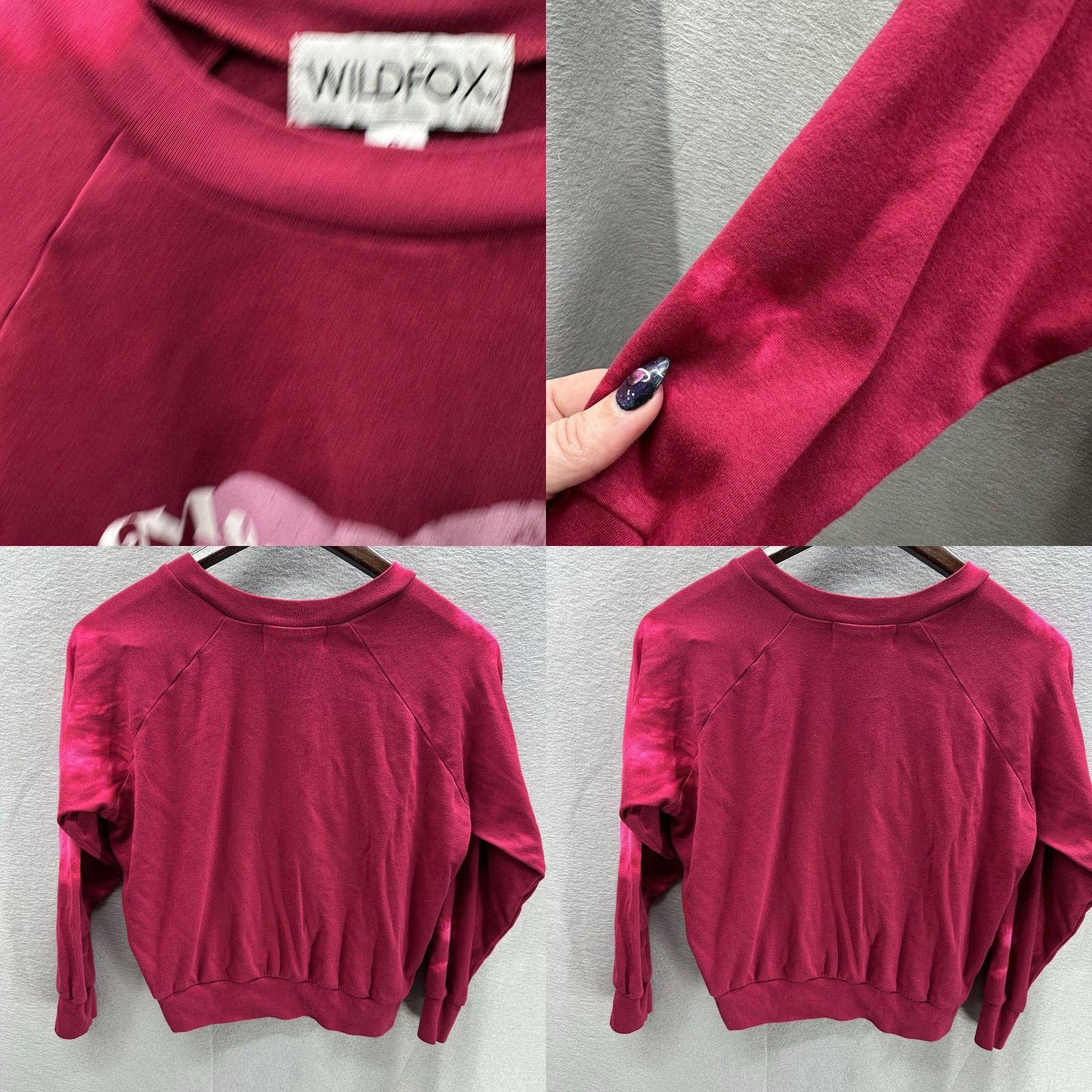 Wildfox Wildfox Womens Sweatshirt Crew Neck Long Sleeve Distressed Solid Red Comfortable Casual Spring Winter 2020s Size S / US 4 / IT 40 - 8 Thumbnail