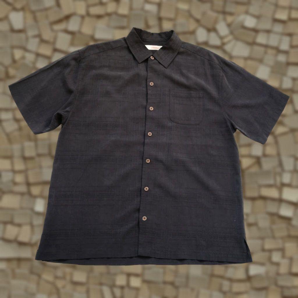 Tommy Bahama TOMMY BAHAMA VTG Y2K FLORAL 100% SILK BLACK BUTTON DOWN HAWAIIAN CAMP T SHIRT L Size US L / EU 52-54 / 3 - 1 Thumbnail