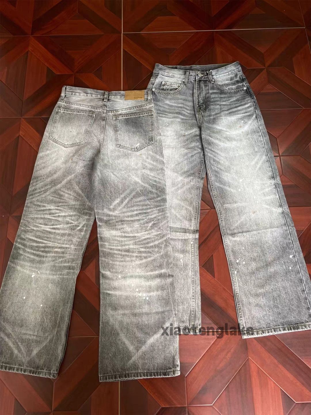 Custom distressed faded loose baggy yuppie paint jeans