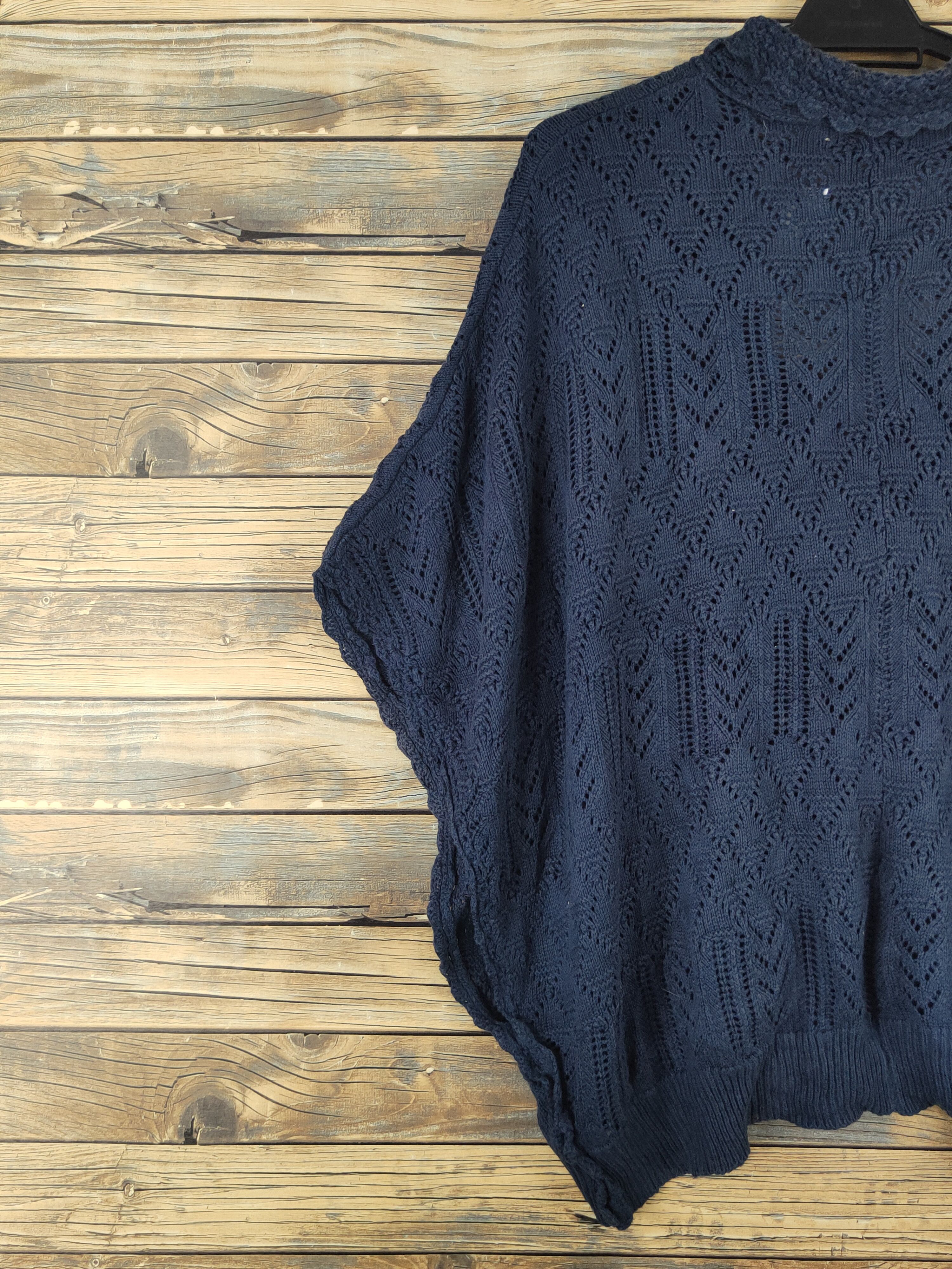 Japanese Brand Olive des Olive Navy Net Knitwear Cardigan #W1811 Size XL / US 12-14 / IT 48-50 - 9 Thumbnail