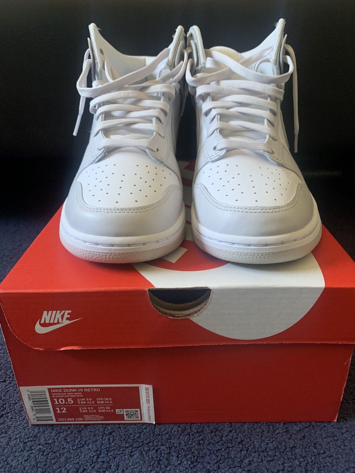 Nike Nike Dunk HI Retro Vast Grey Size US 10.5 / EU 43-44 - 5 Thumbnail