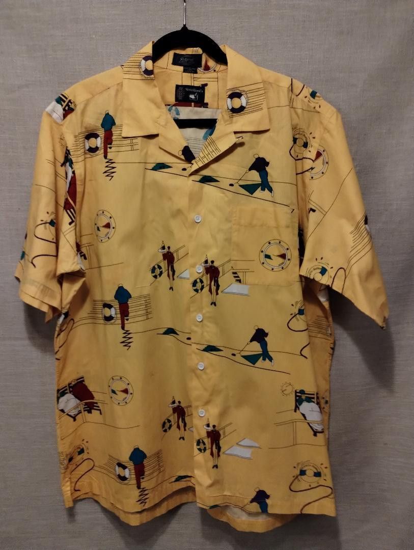 Vintage Cruise Ship Theme Designed Short Sleeve Button Front Shirt Size US XL / EU 56 / 4 - 1 Thumbnail