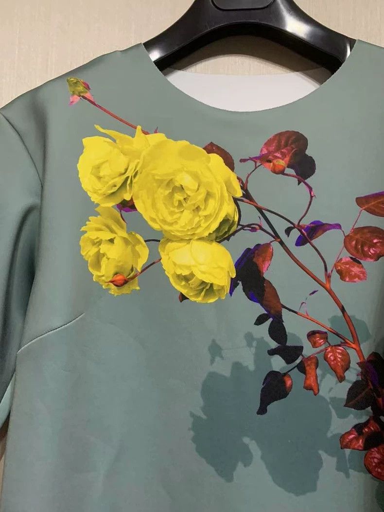 Dries Van Noten Dries Van Noten size:38 Green garden print dress Size M / US 6-8 / IT 42-44 - 3 Thumbnail