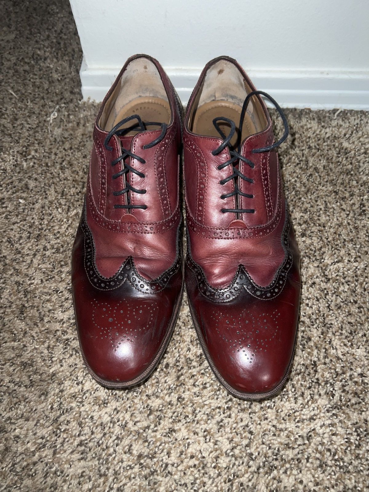 johnston and murphy burgundy dress shoes MELTON CAP TOE Burgundy I Johnston & Murphy – Large Feet