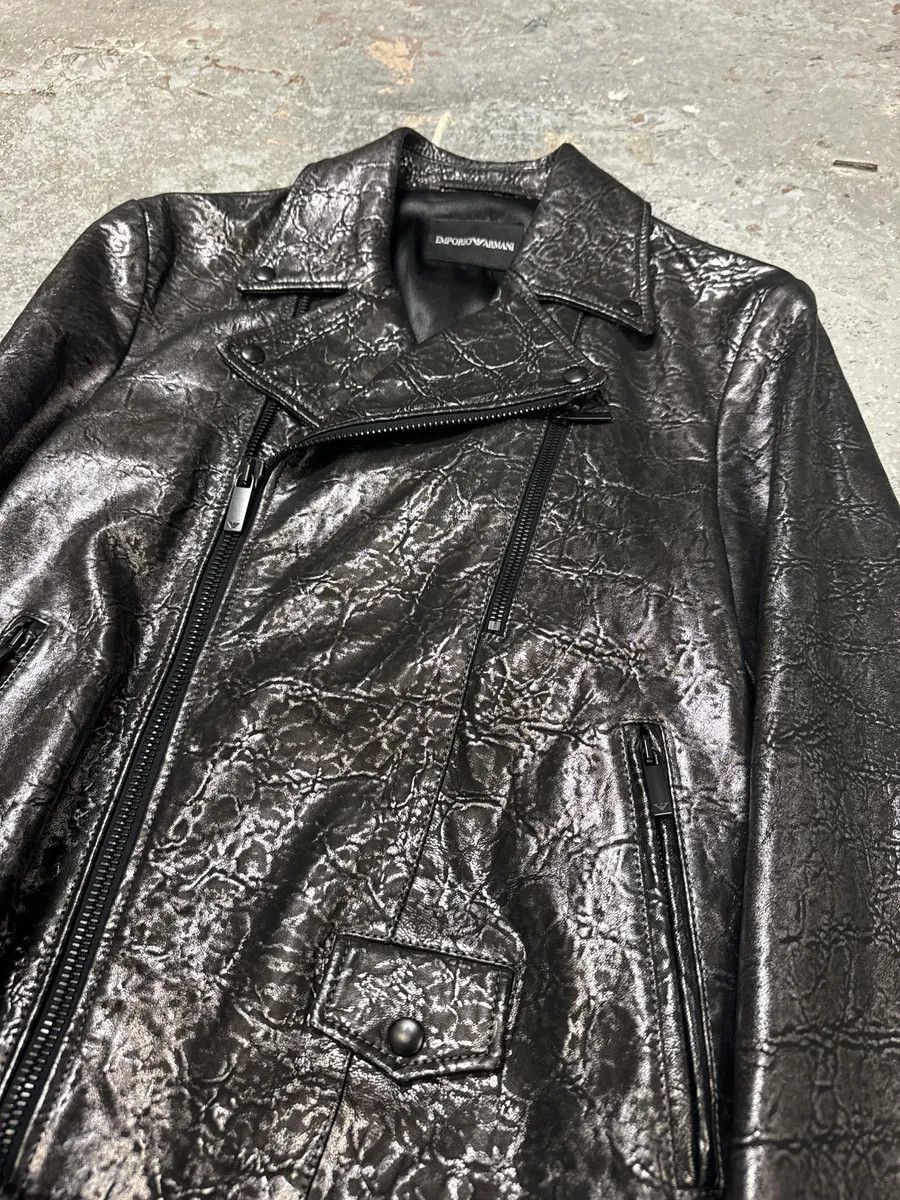 Designer × Emporio Armani × Vintage SS2017 Emporio Armani Dark Grey Metalic Lamb Leather Jacket Size US M / EU 48-50 / 2 - 9 Thumbnail