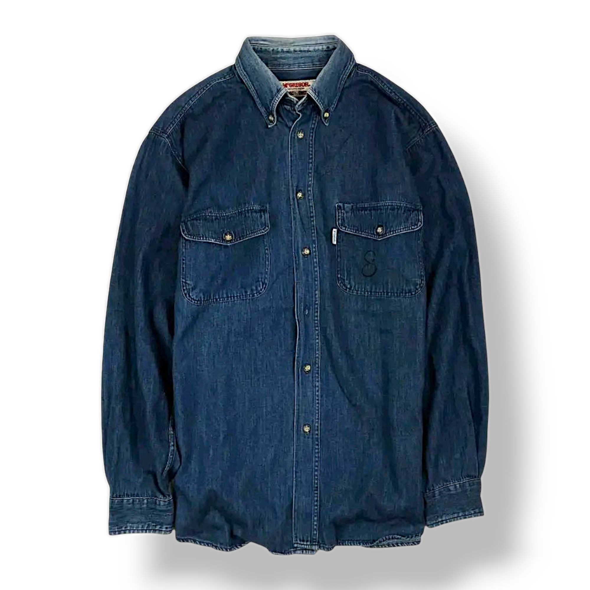 McGregor × Vintage Vintage 90s McGregor Denim Shirts Prison uniform no 8 Size US L / EU 52-54 / 3 - 2 Thumbnail