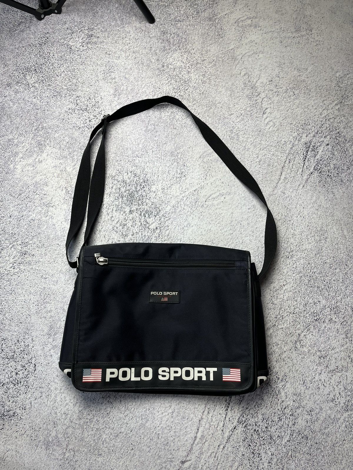 Polo Ralph Lauren x Vintage 90's Polo Sport Messenger Side Bag Black, Men's