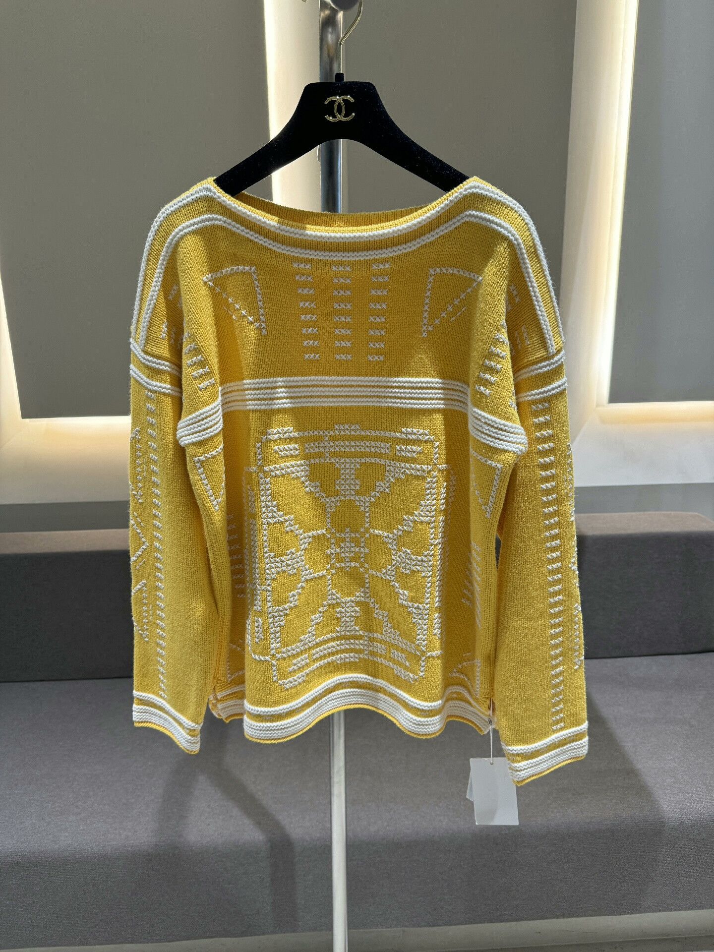 Hermes 2022 Yellow White Sweater