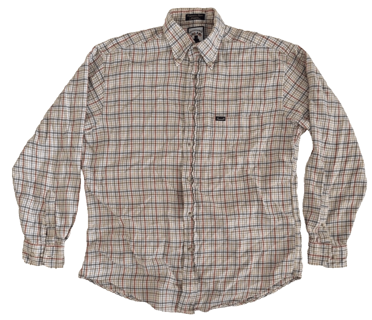 Faconnable Faconnable Men's Medium Flannel Cotton Button Cream Green Size US M / EU 48-50 / 2 - 1 Thumbnail