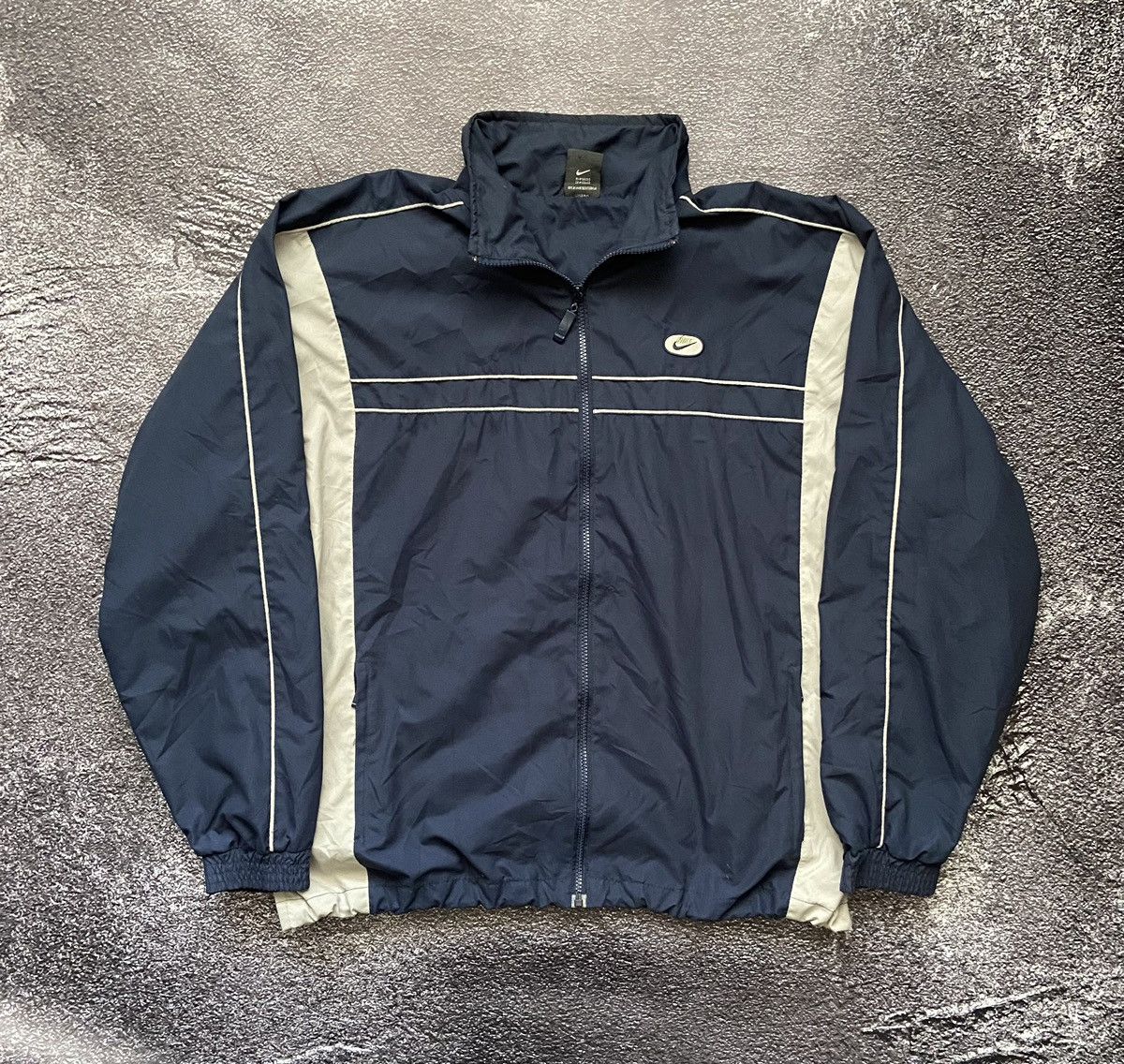 90'S Nike Collared Nylon Jacket Men's XXL Vintage Nylon Khaki type Vintage Second Hand