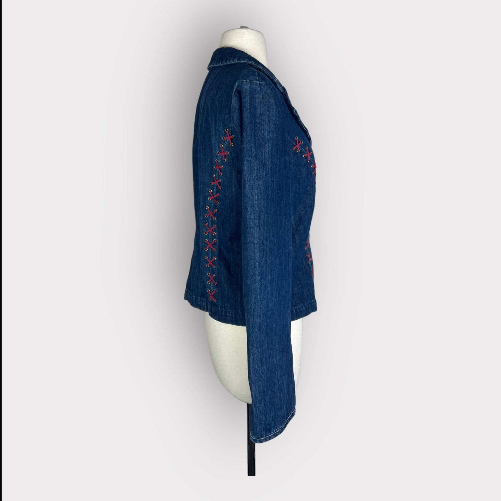 Vintage DStudio | Y2K Vintage Denim Jacket Lace Up | 8 Size M / US 6-8 / IT 42-44 - 2 Thumbnail