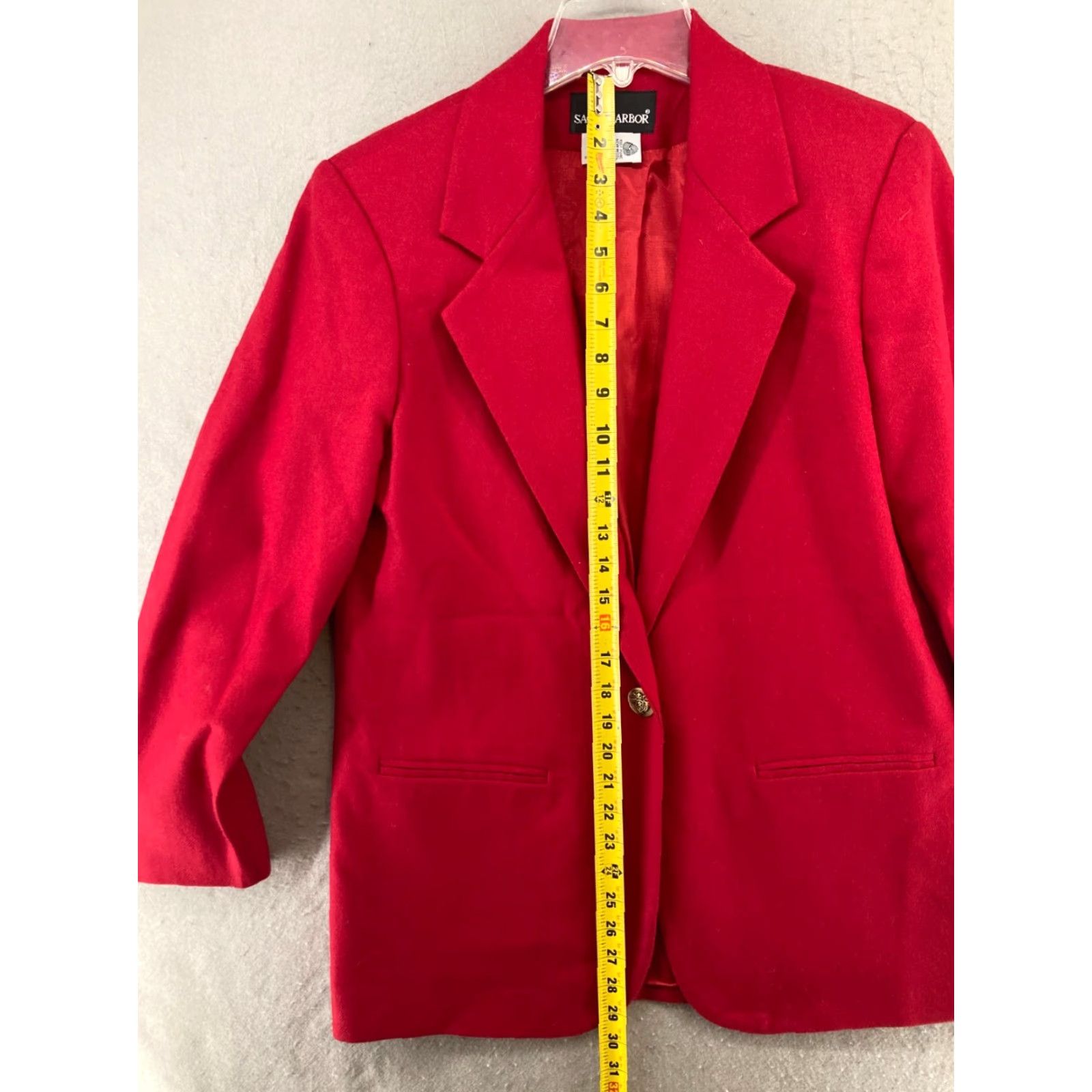 Vintage Sag Harbor Blazer Womens 8 Red Wool Vintage Notch Lapel Single-Breasted Lined 100% Wool Solid Dressy Fall Winter Size M / US 6-8 / IT 42-44 - 3 Thumbnail