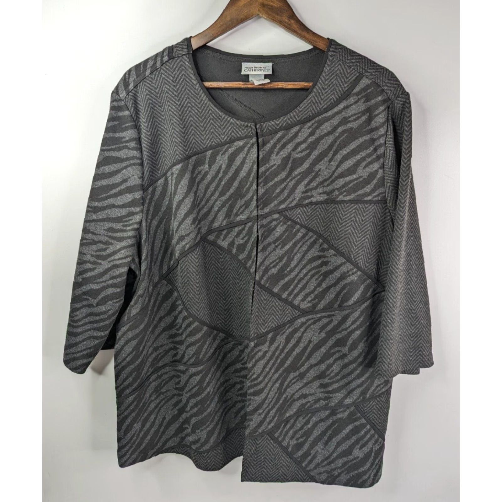 Vintage Maggie Barnes Blazer Jacket 1X Women Hook & Eye Black 18/20w Plus Size Basic Jacket Boys? Size XL / US 12-14 / IT 48-50 - 2 Thumbnail