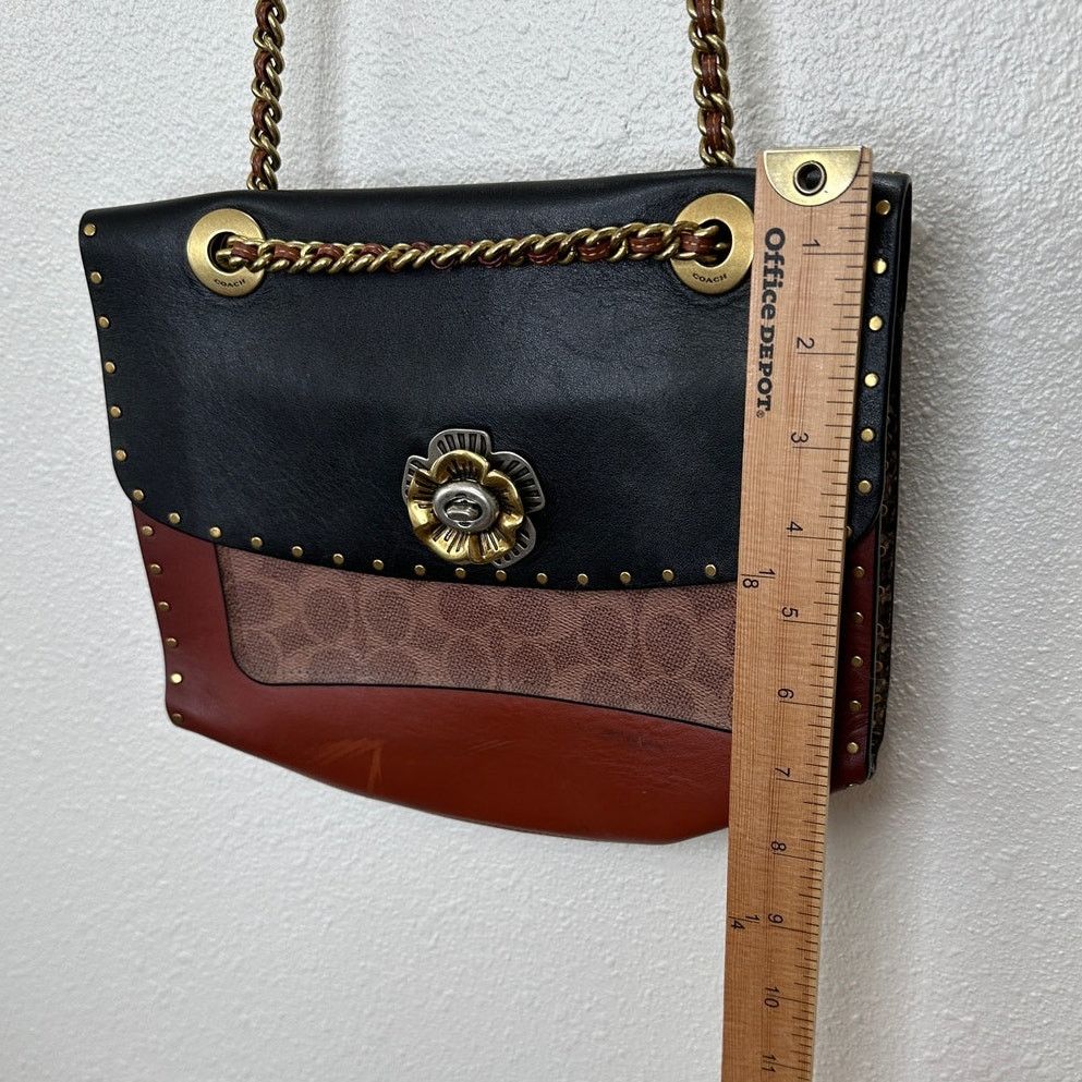 Coach Vintage Coach Tea Rose Parker Bag Rivets Snakeskin Detail Size ONE SIZE - 18 Thumbnail